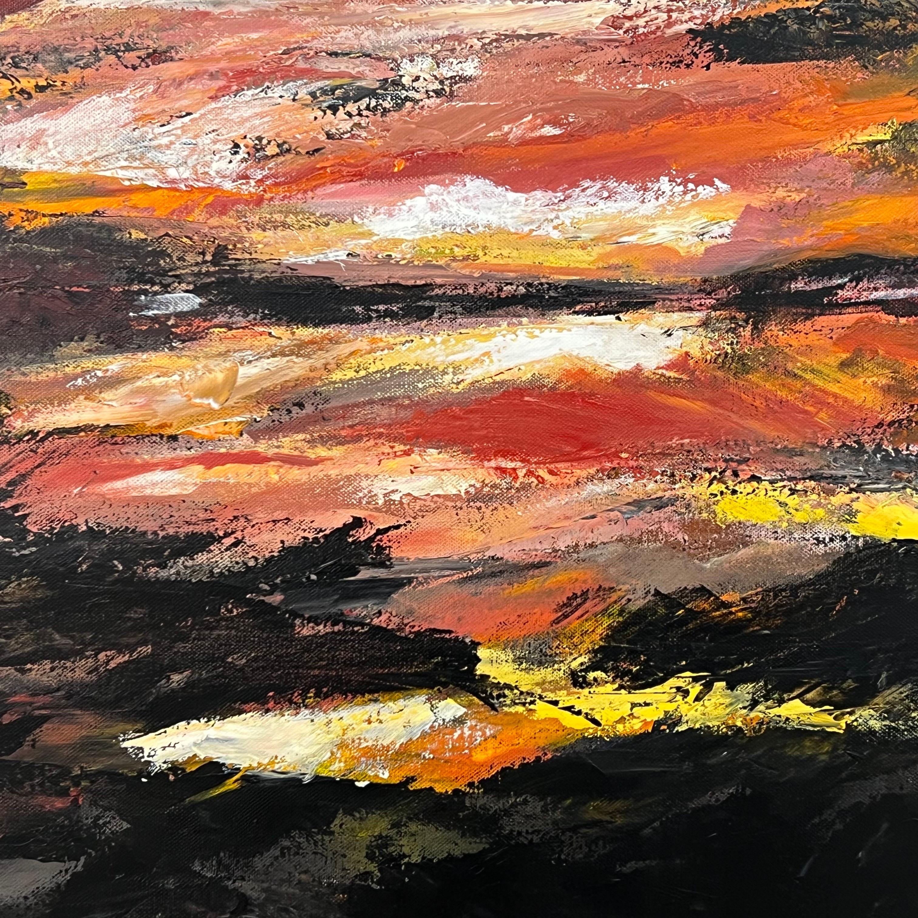 Dark Impressionist Abstract Landscape Art by Contemporary British Artist For Sale 3