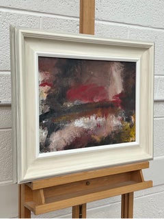 Dark Red & Black Expressive Abstract Painting by Contemporary British Artist