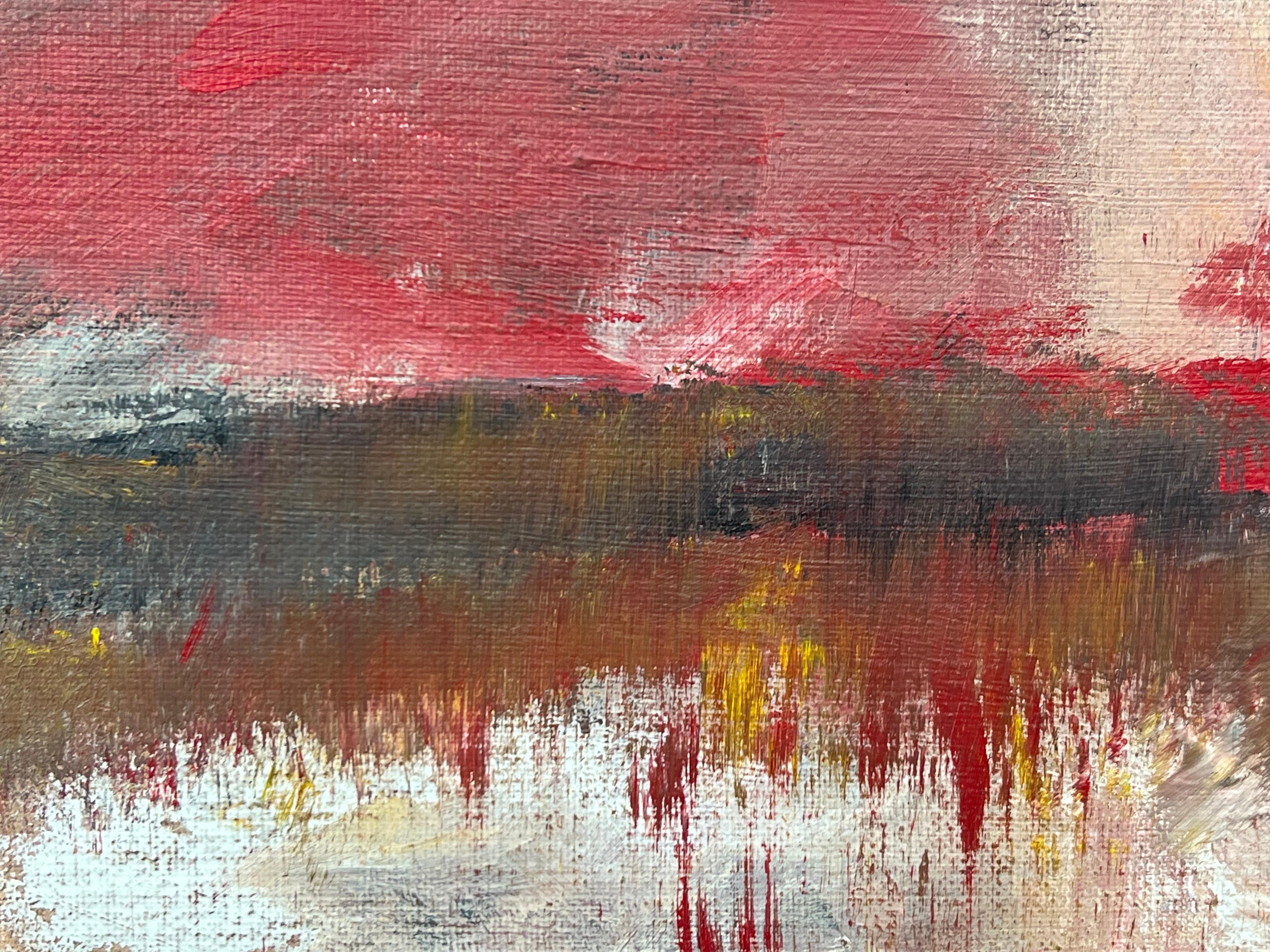 Pittura astratta espressiva in rosso scuro e nero di un artista britannico contemporaneo in vendita 4