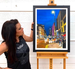 Deansgate in the Rain Manchester City Street Scene England by British Artist