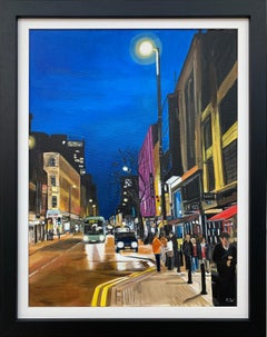 Deansgate sotto la pioggia Manchester City Street Scene Inghilterra di un artista britannico