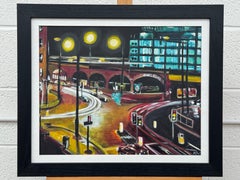 Deansgate Locks Manchester City Street Scene England bei Nacht von britischen Künstler