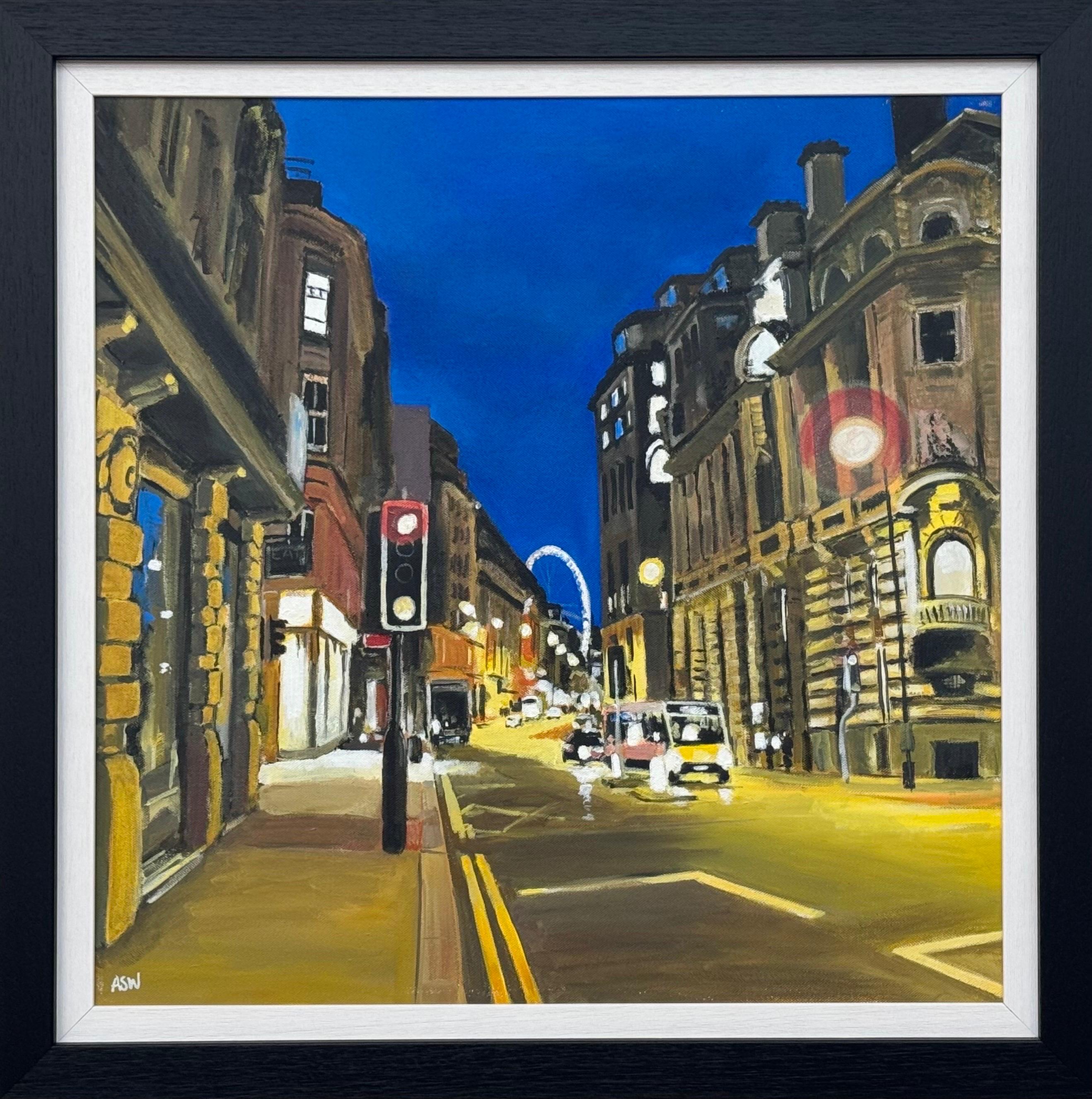 Deansgate Manchester City Urban Night Scene von Contemporary Britain Artist im Angebot 6