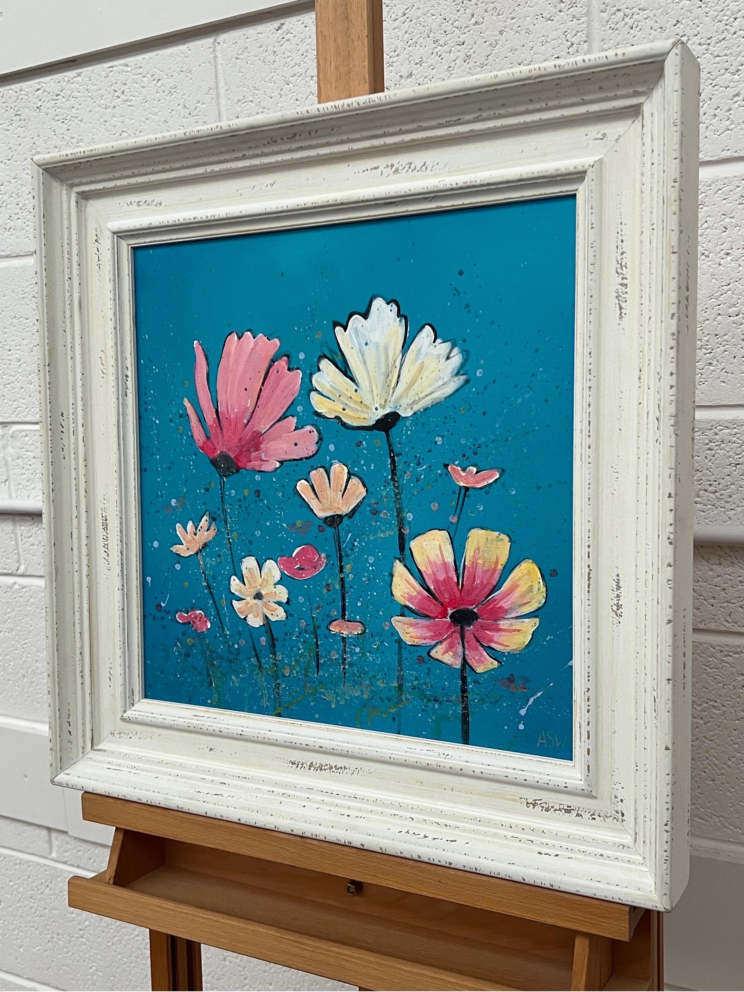 Design Study of Wild Pink & White Flowers on a Turquoise Background by Contemporary British Artist, Angela Wakefield.

Art measures 16 x 16 inches
Frame measures 22 x 22 inches

Angela Wakefield has twice been on the front cover of ‘Art of England’