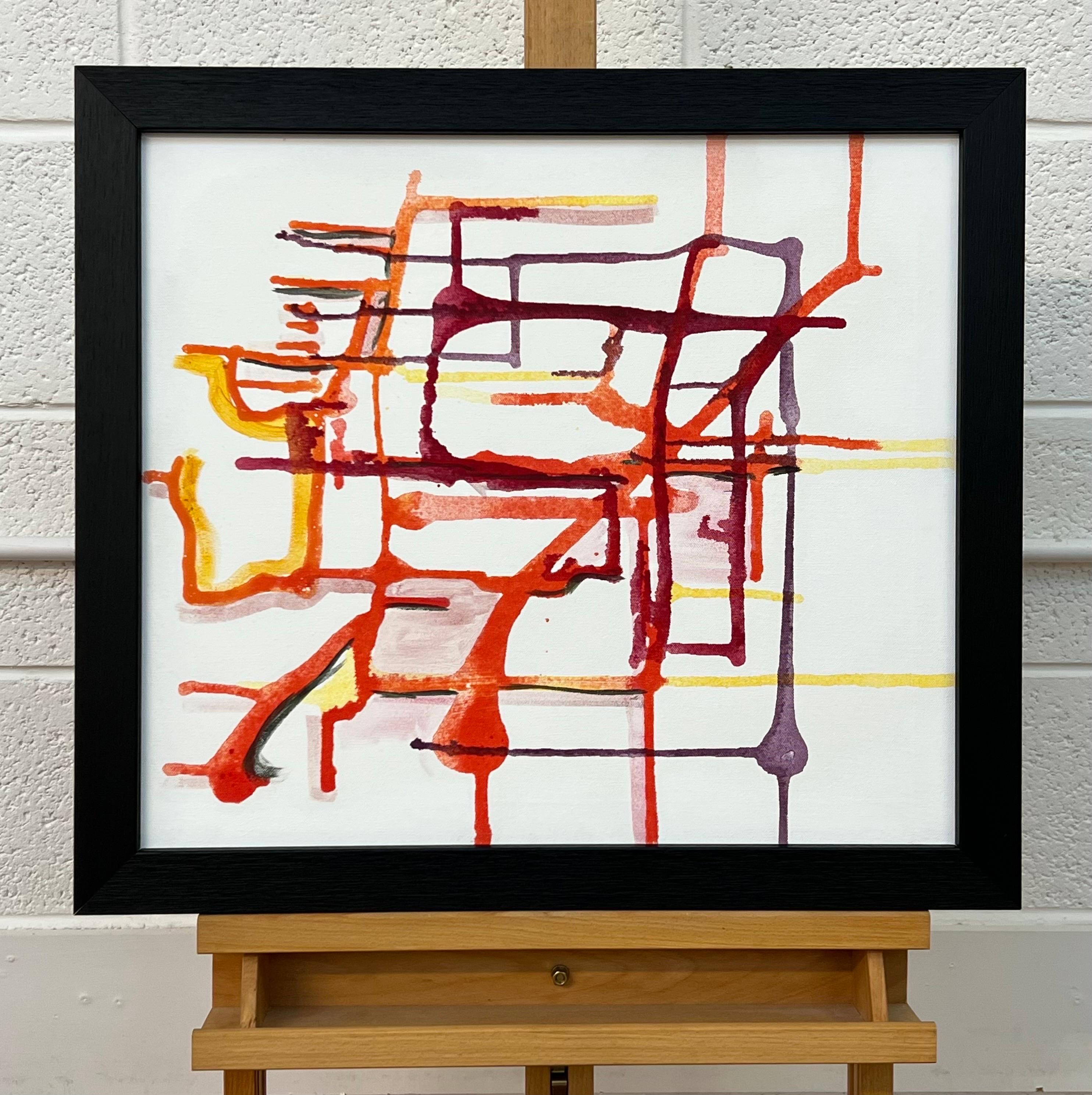 Frühe abstrakte Kunst, lila, orange, gelb und gelb auf weißem Hintergrund des britischen Künstlers im Angebot 6