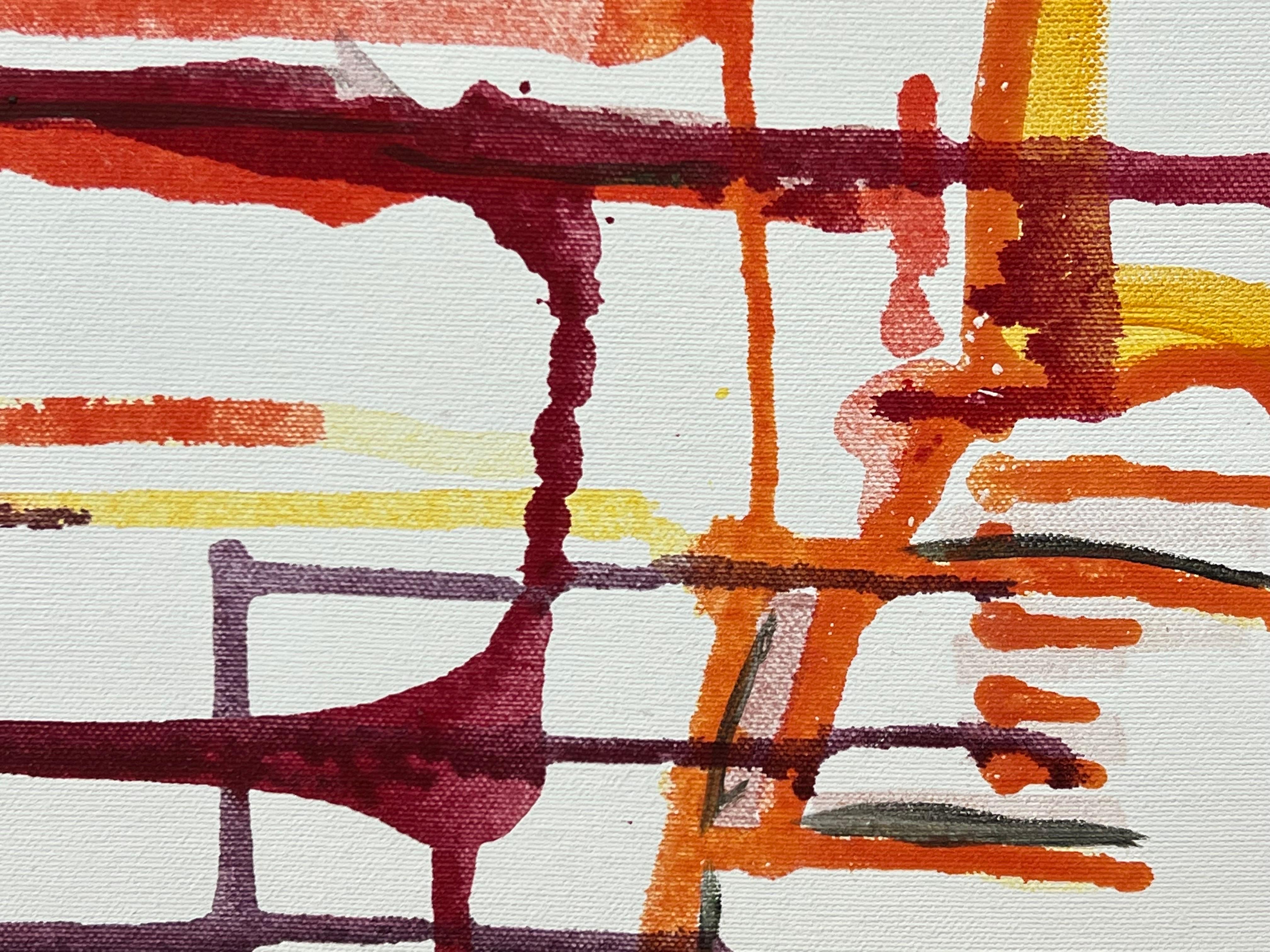 Art abstrait précoce violet, orange et jaune sur fond blanc d'un artiste britannique en vente 7