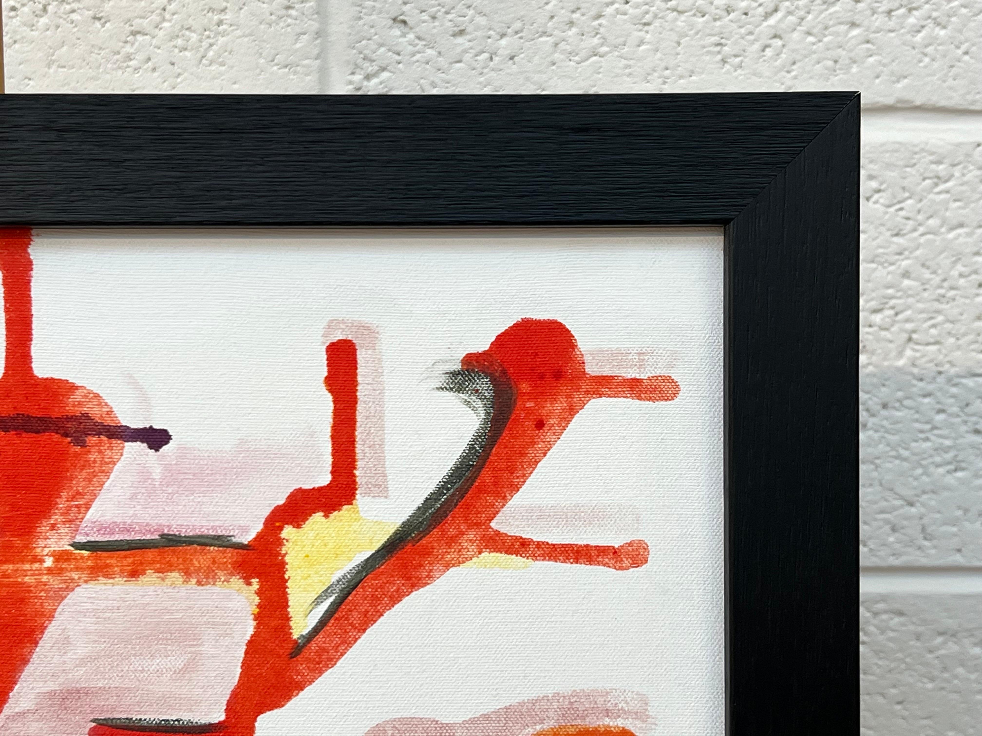 Arte Abstracto Temprano Púrpura Naranja y Amarillo sobre Fondo Blanco por Artista Británico en venta 11