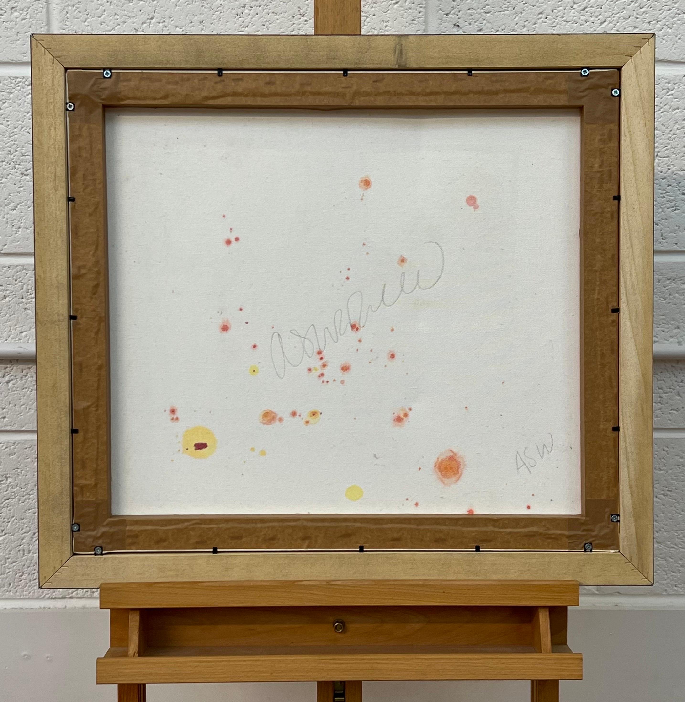 Arte Abstracto Temprano Púrpura Naranja y Amarillo sobre Fondo Blanco por Artista Británico en venta 12