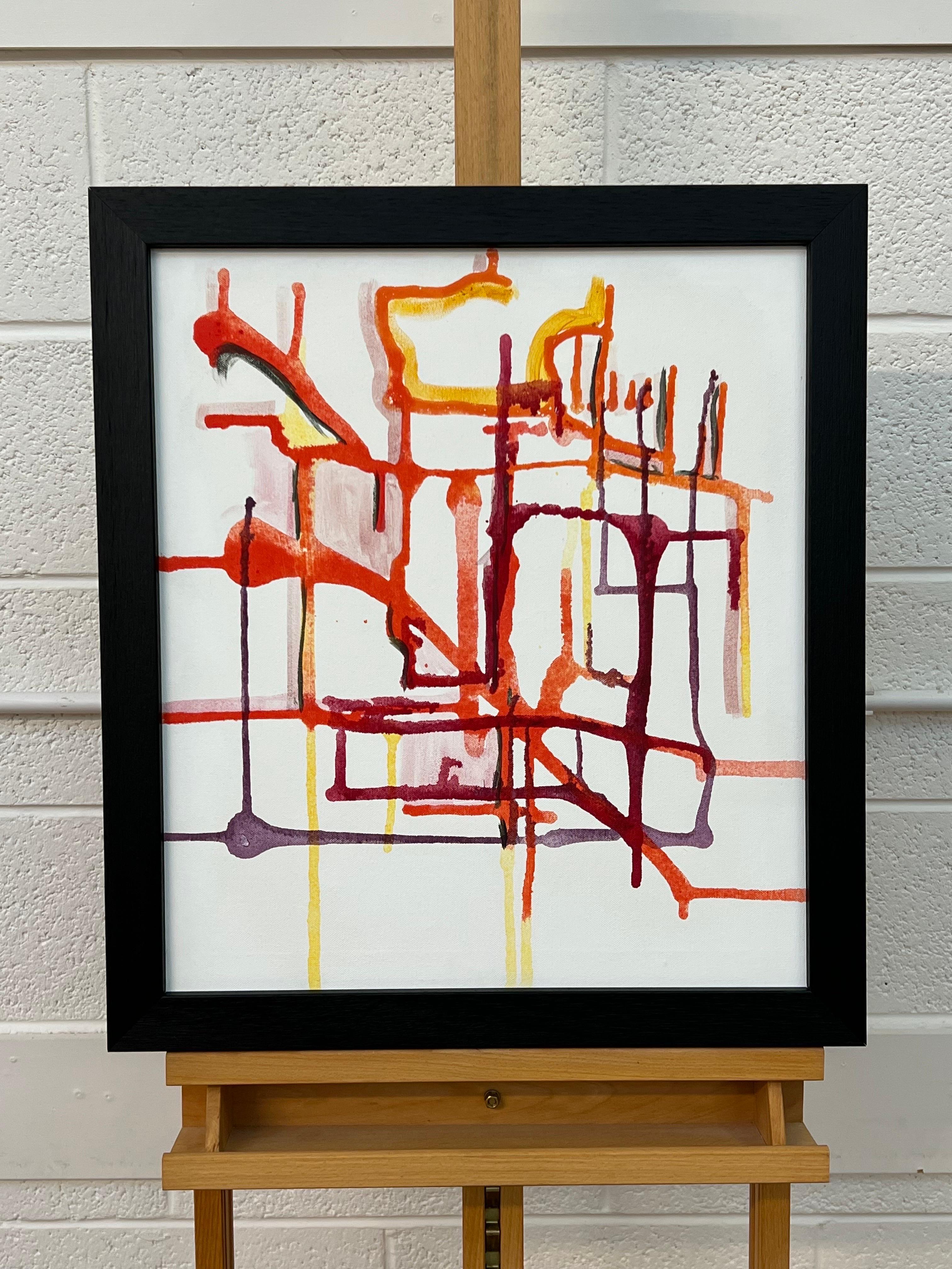 Frühe abstrakte Kunst, lila, orange, gelb und gelb auf weißem Hintergrund des britischen Künstlers im Angebot 2