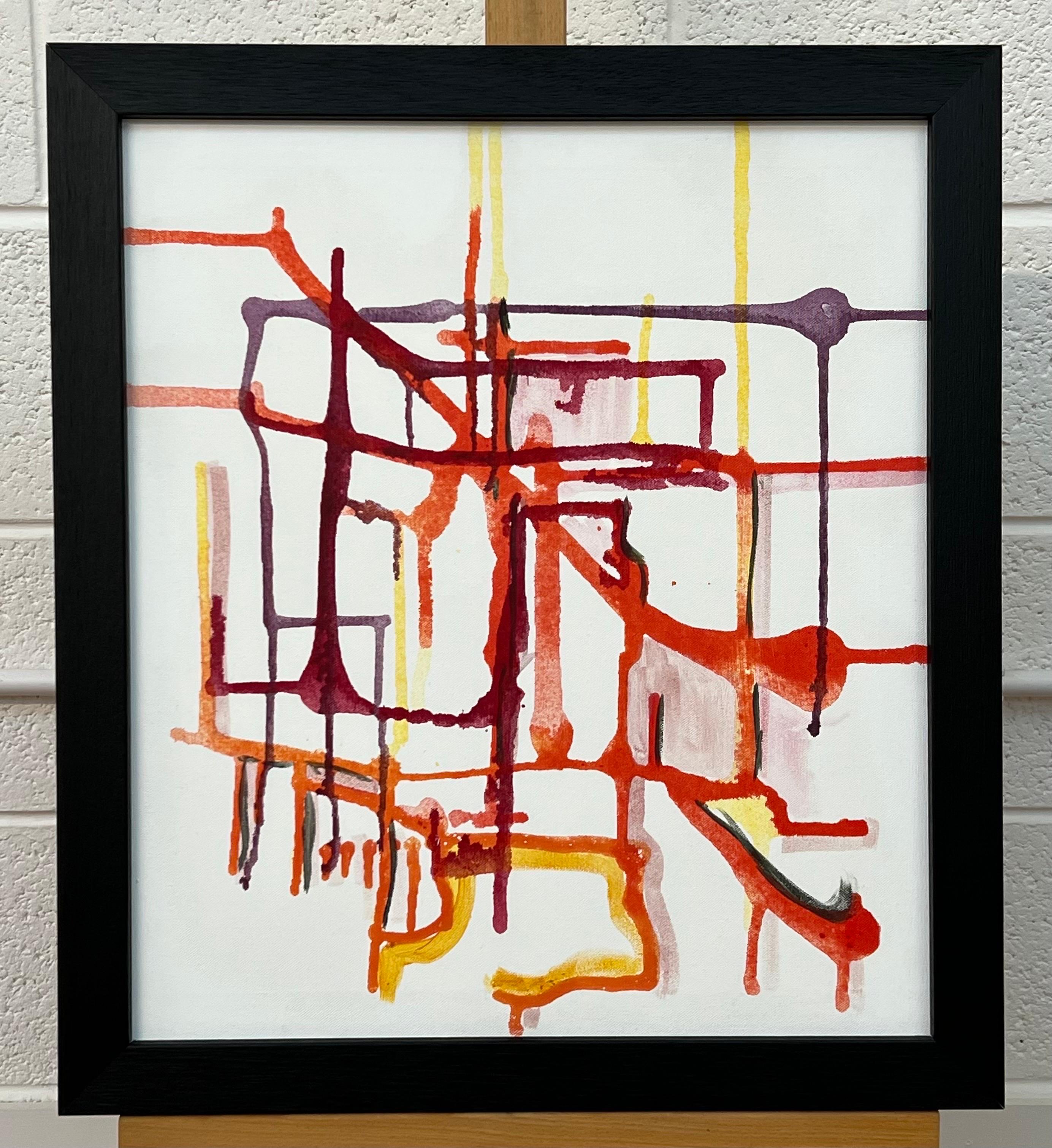 Early Abstract Art Purple Orange & Yellow on White Background by British Artist For Sale 2