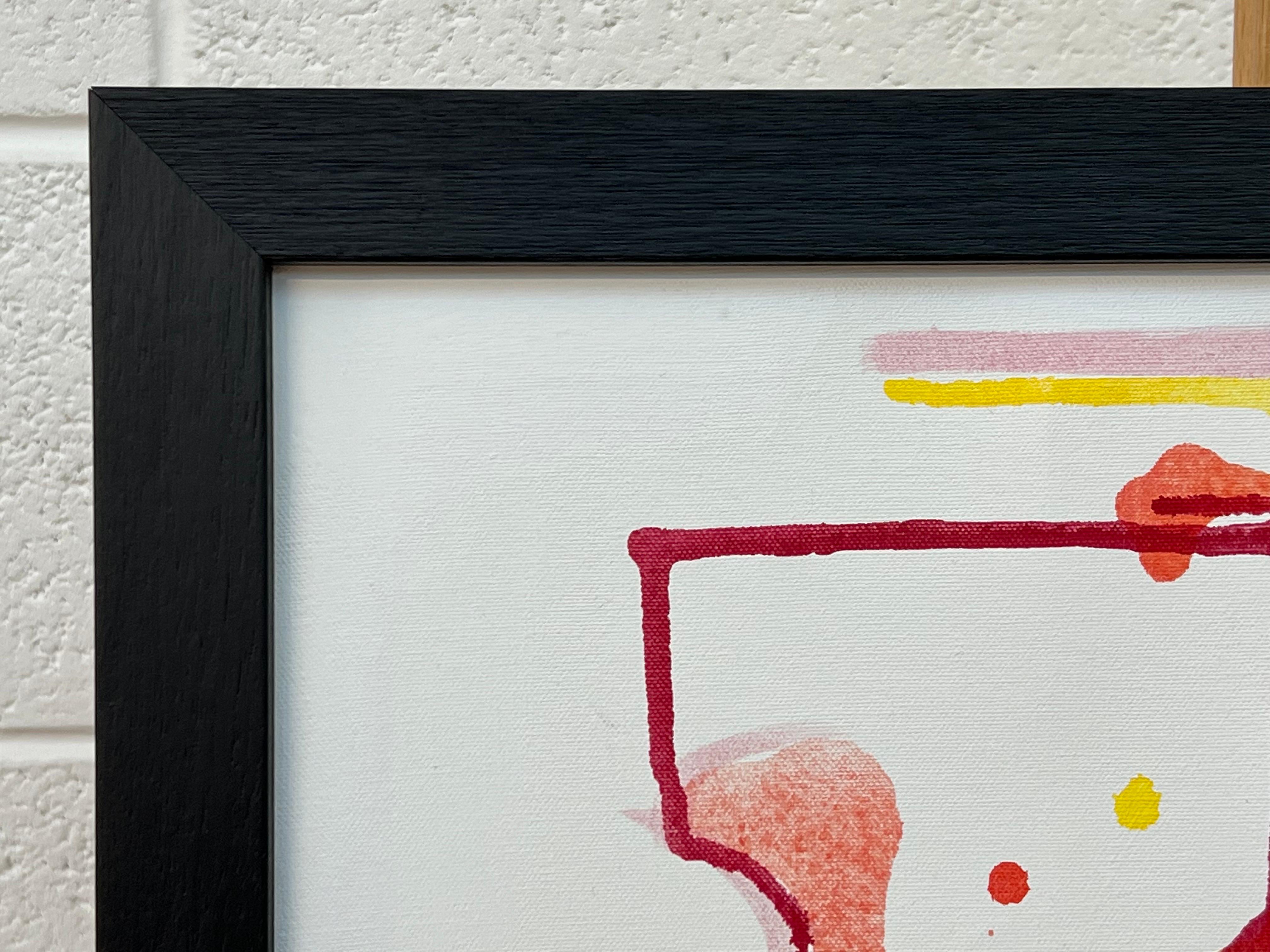 Peinture abstraite ancienne rouge, jaune et orange sur fond blanc d'un artiste britannique en vente 12