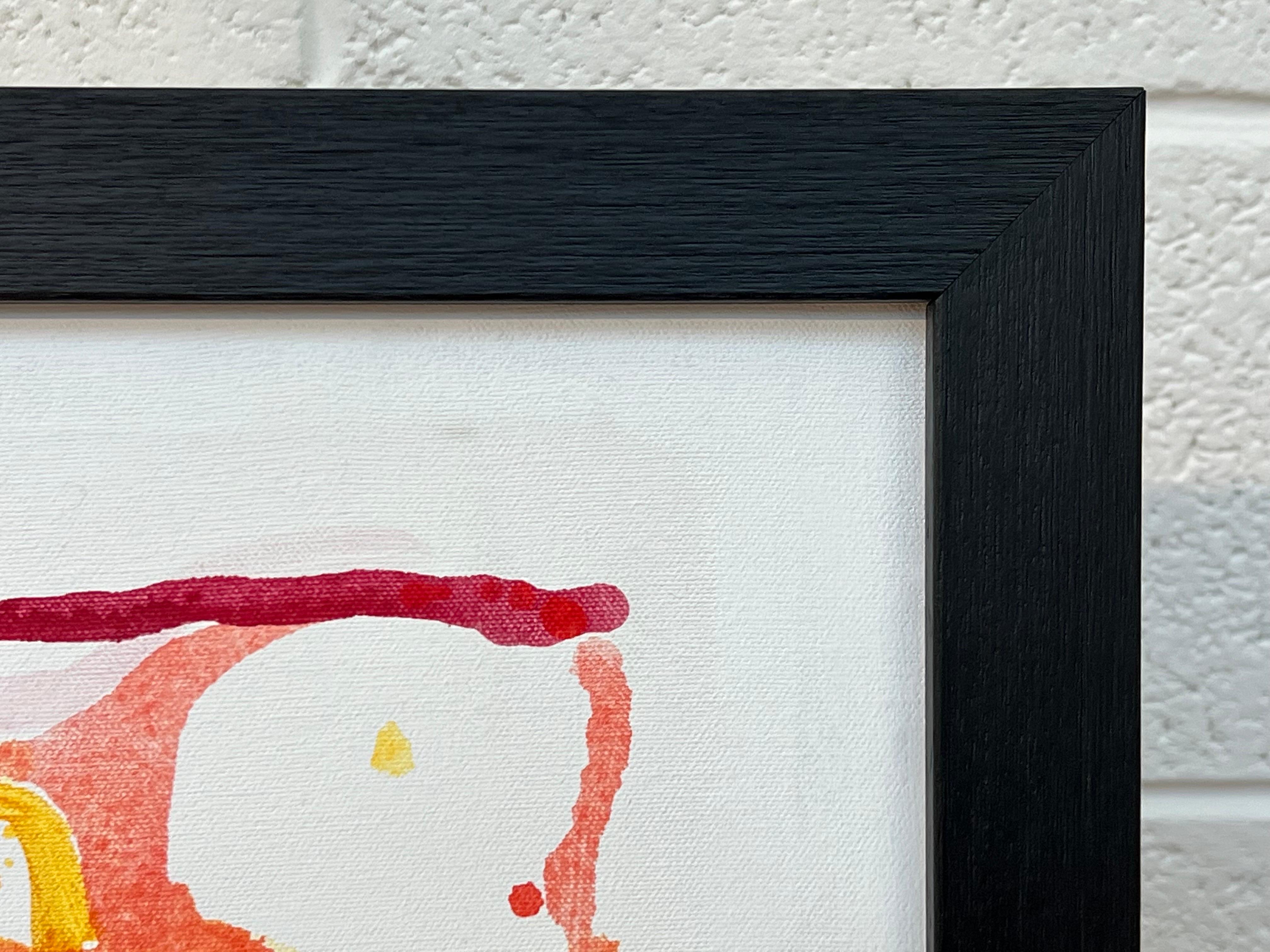 Pittura astratta su sfondo bianco di un artista britannico, rosso, giallo e arancione in vendita 12