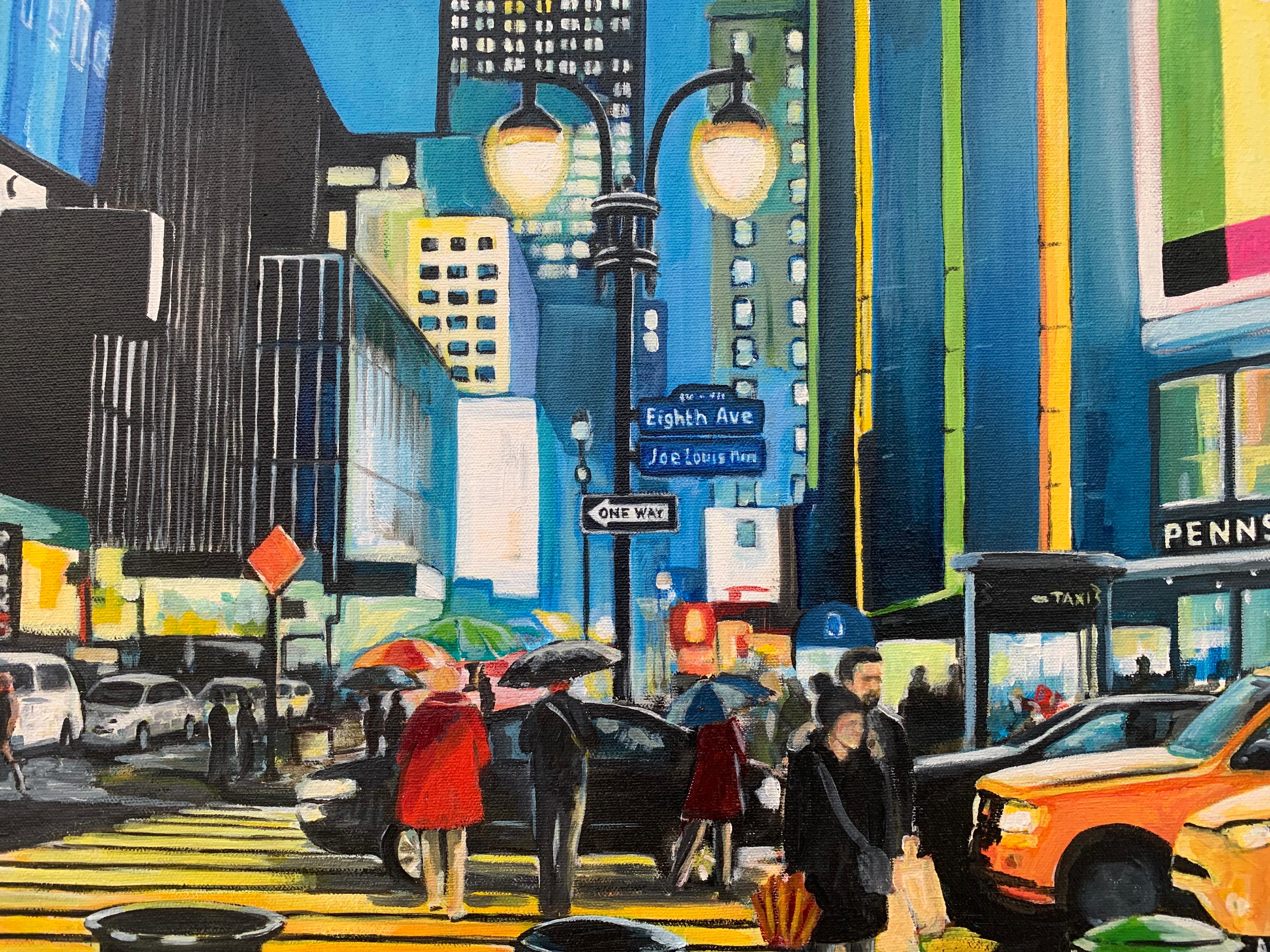 Empire State Building Eighth Avenue New York City by Contemporary British Artist Angela Wakefield. This is a major work from her New York Series.

Art measures 18 x 24 inches
Frame measures 23 x 29 inches

Wakefield's work is a unique blend of