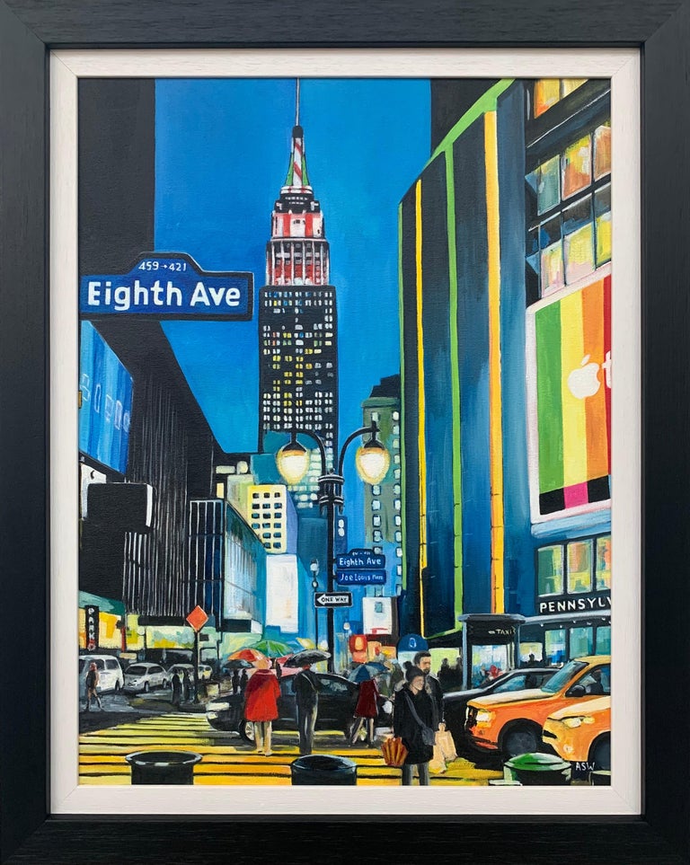 Angela Wakefield Figurative Painting - Empire State Building Eighth Avenue New York City by Contemporary British Artist