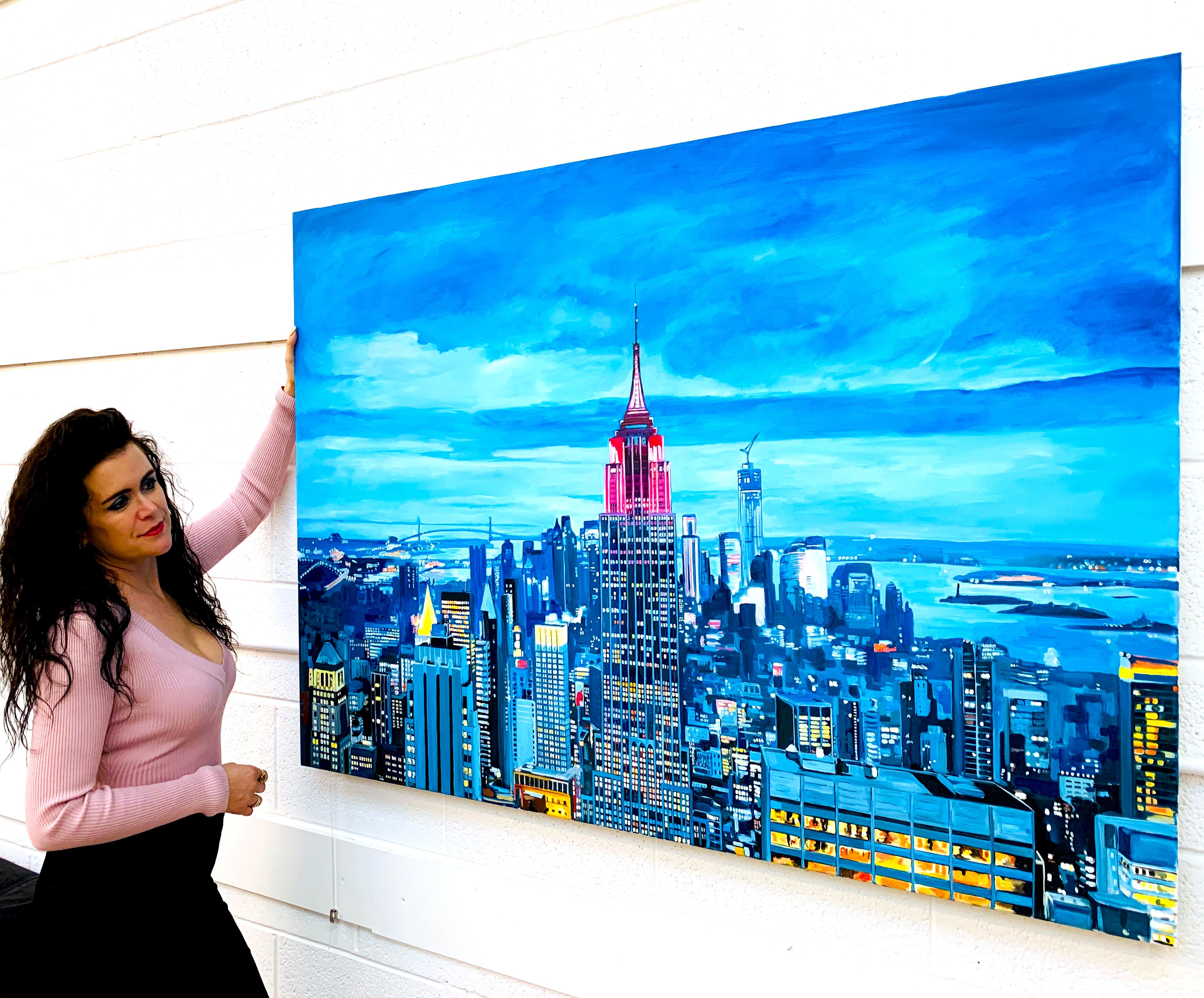 Empire State Manhattan Paisaje urbano Pintura Nueva York del paisajista británico - Painting Moderno de Angela Wakefield