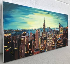 Empire State Manhattan Cityscape Painting, New York, by British Landscape Artist