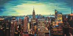 Empire State Manhattan Cityscape Painting, New York, by British Landscape Artist