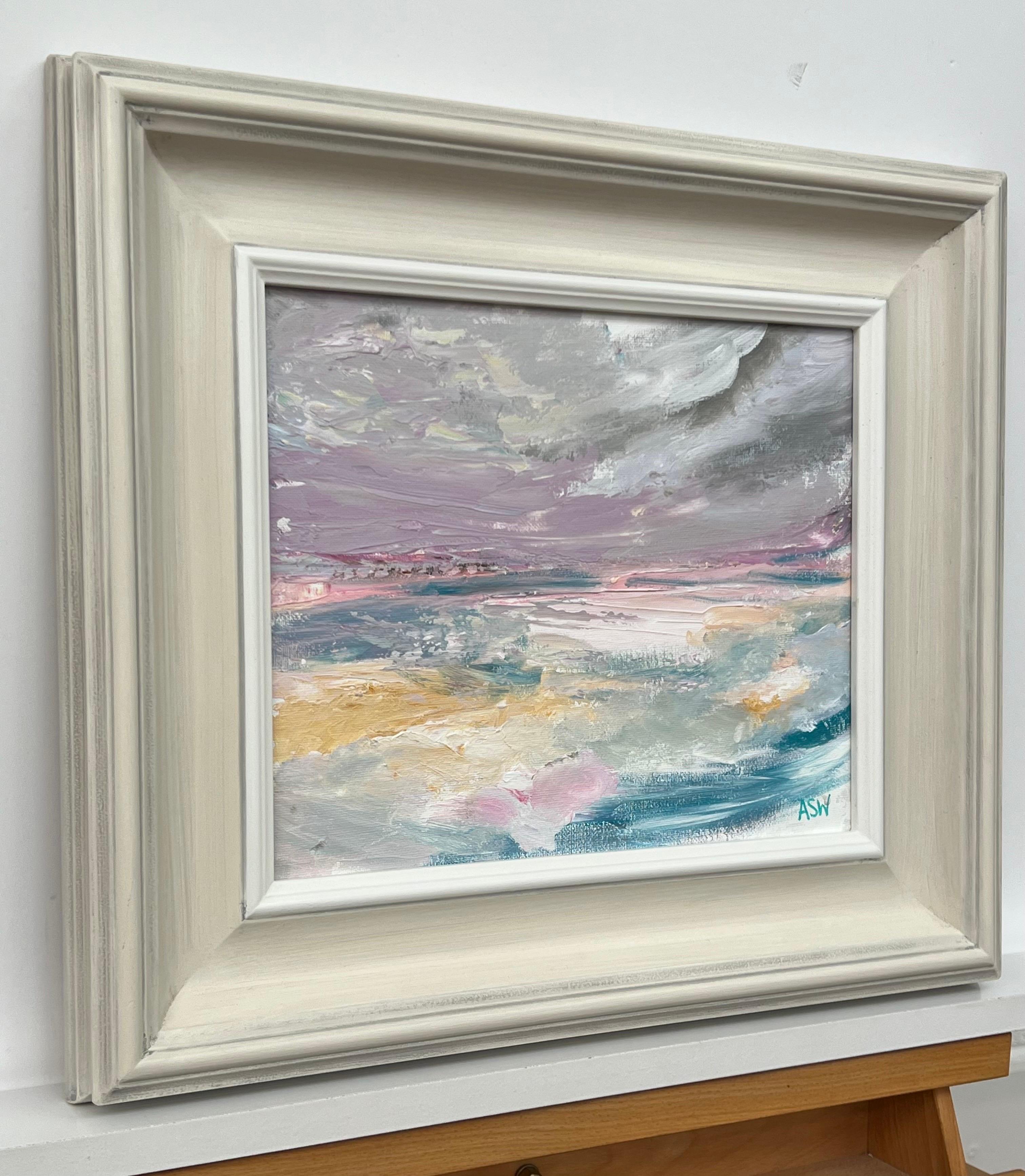 Ethereal Horizon - Paesaggio marino astratto e onirico di un artista contemporaneo - Painting di Angela Wakefield