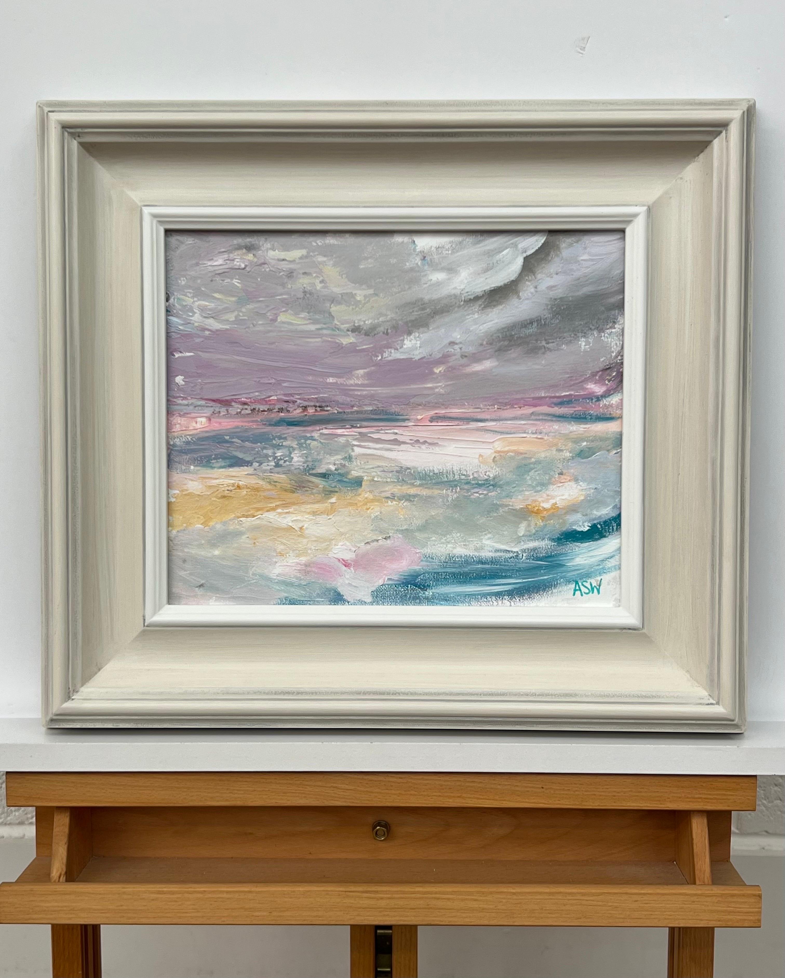 Ethereal Horizon - Paesaggio marino astratto e onirico di un artista contemporaneo - Painting Contemporaneo di Angela Wakefield