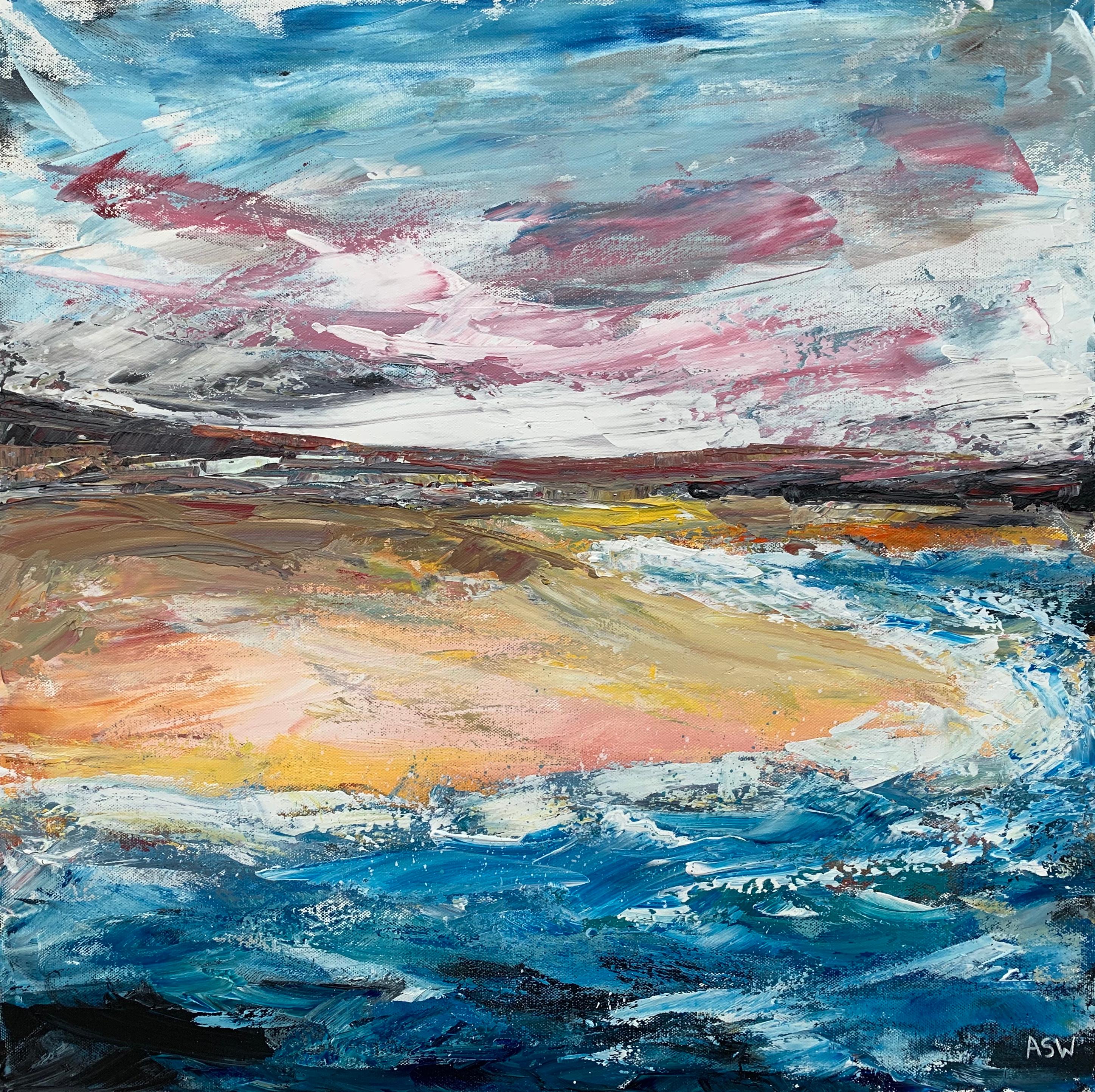 Expressive Abstract English Shoreline Seascape by Contemporary British Artist