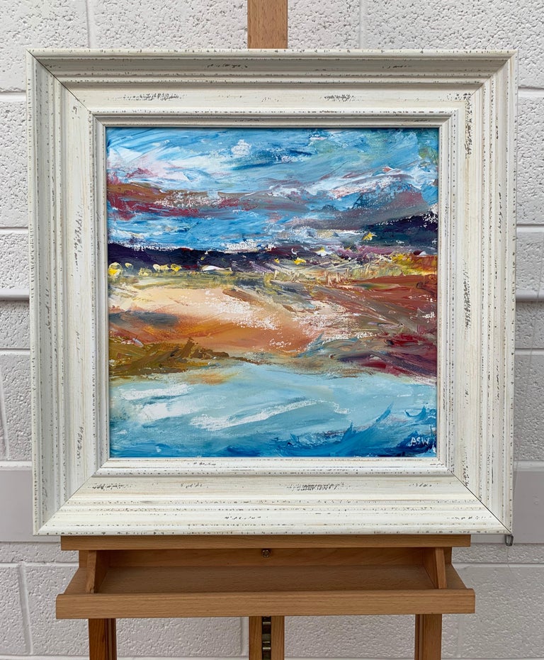 Expressive Abstract River Seascape Landscape by Contemporary British Artist - Abstract Impressionist Painting by Angela Wakefield