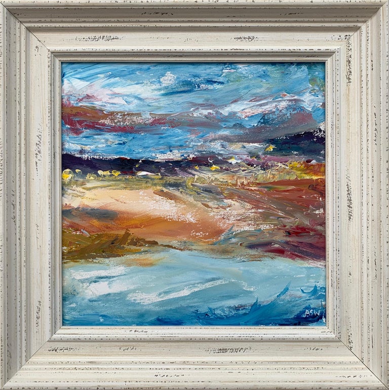 Angela Wakefield Landscape Painting - Expressive Abstract River Seascape Landscape by Contemporary British Artist