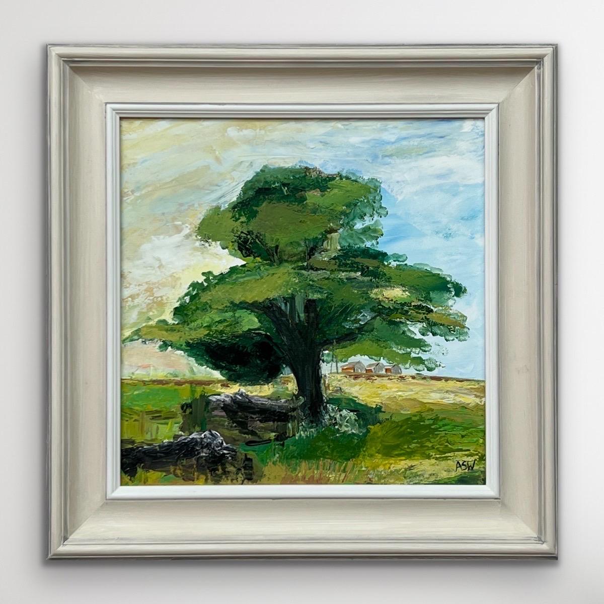 Peinture de paysage expressive en forme d'arbre de chêne par un artiste britannique contemporain - Painting de Angela Wakefield