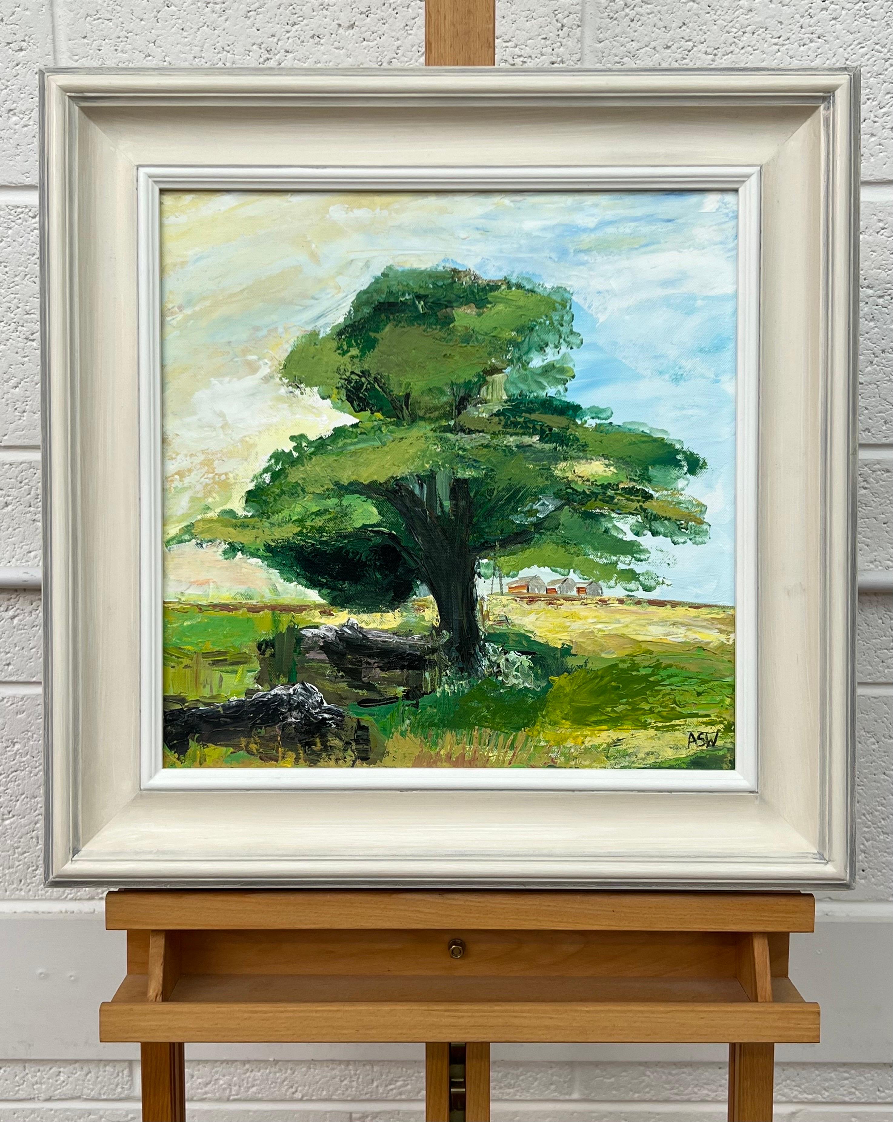 Peinture de paysage expressive en forme d'arbre de chêne par un artiste britannique contemporain en vente 2