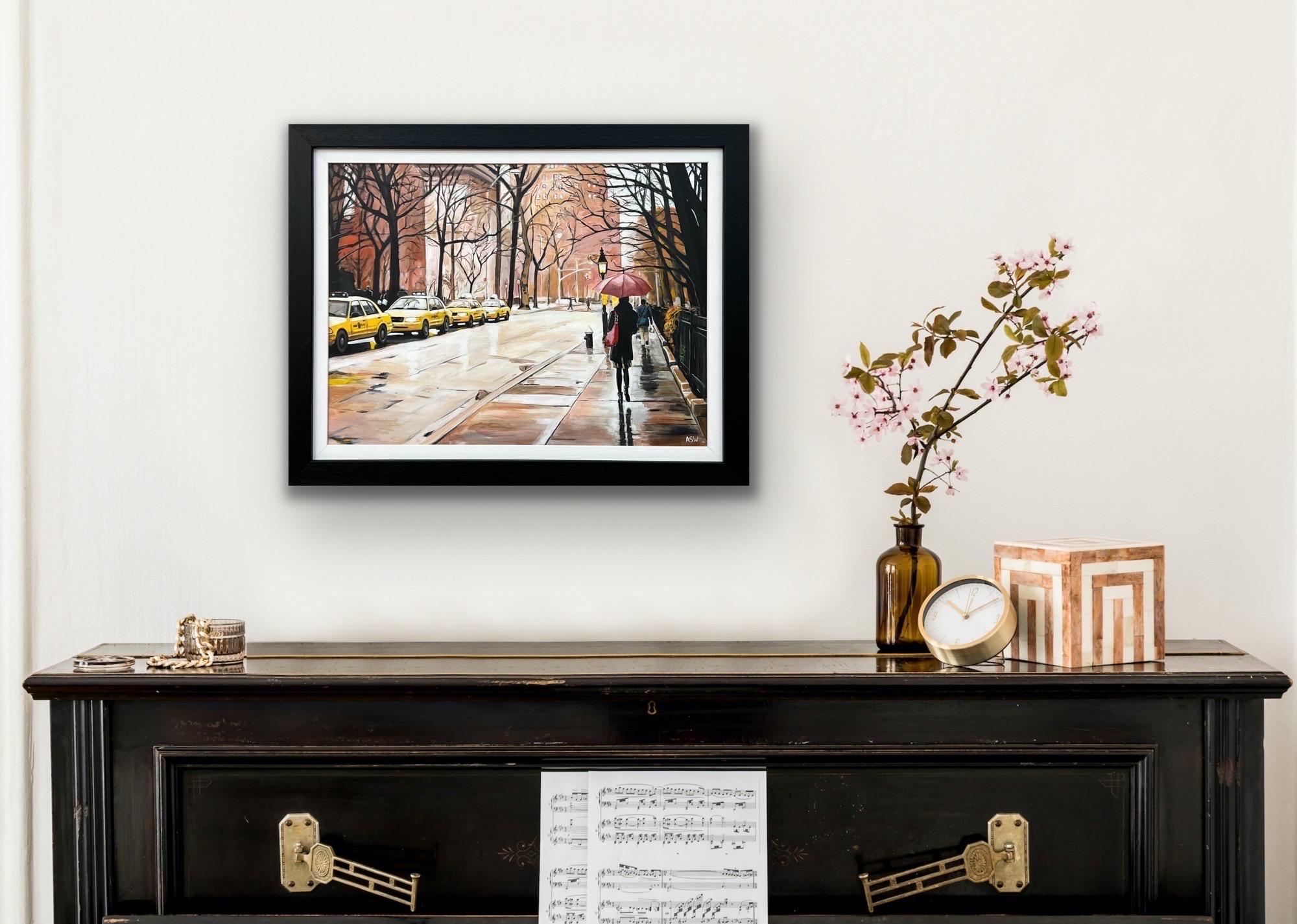 Female Figure in New York City in Fall by British Contemporary Landscape Artist  For Sale 1
