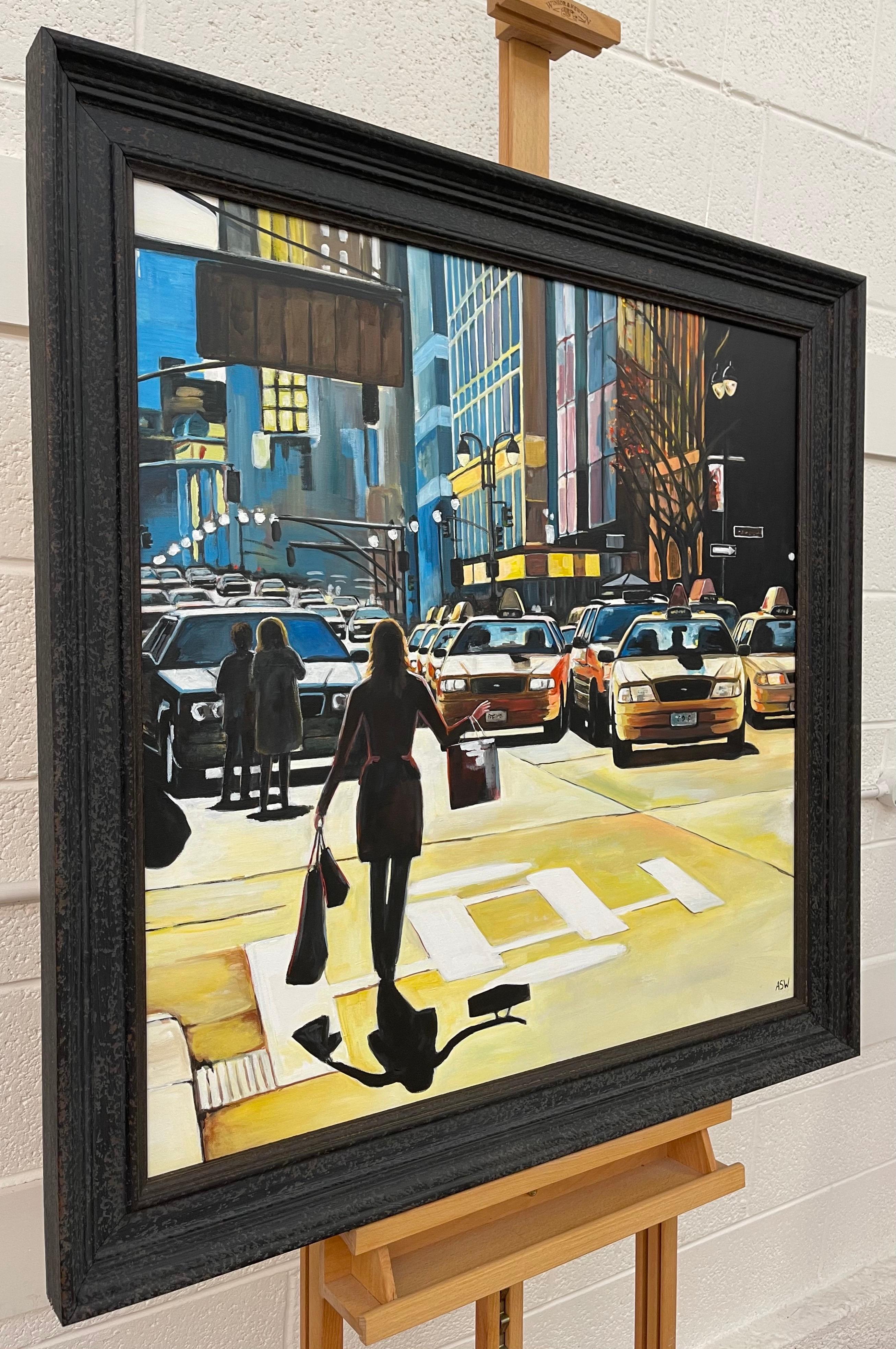 Shopping in New York City Sunshine von zeitgenössischer britischer Künstlerin (Realismus), Painting, von Angela Wakefield