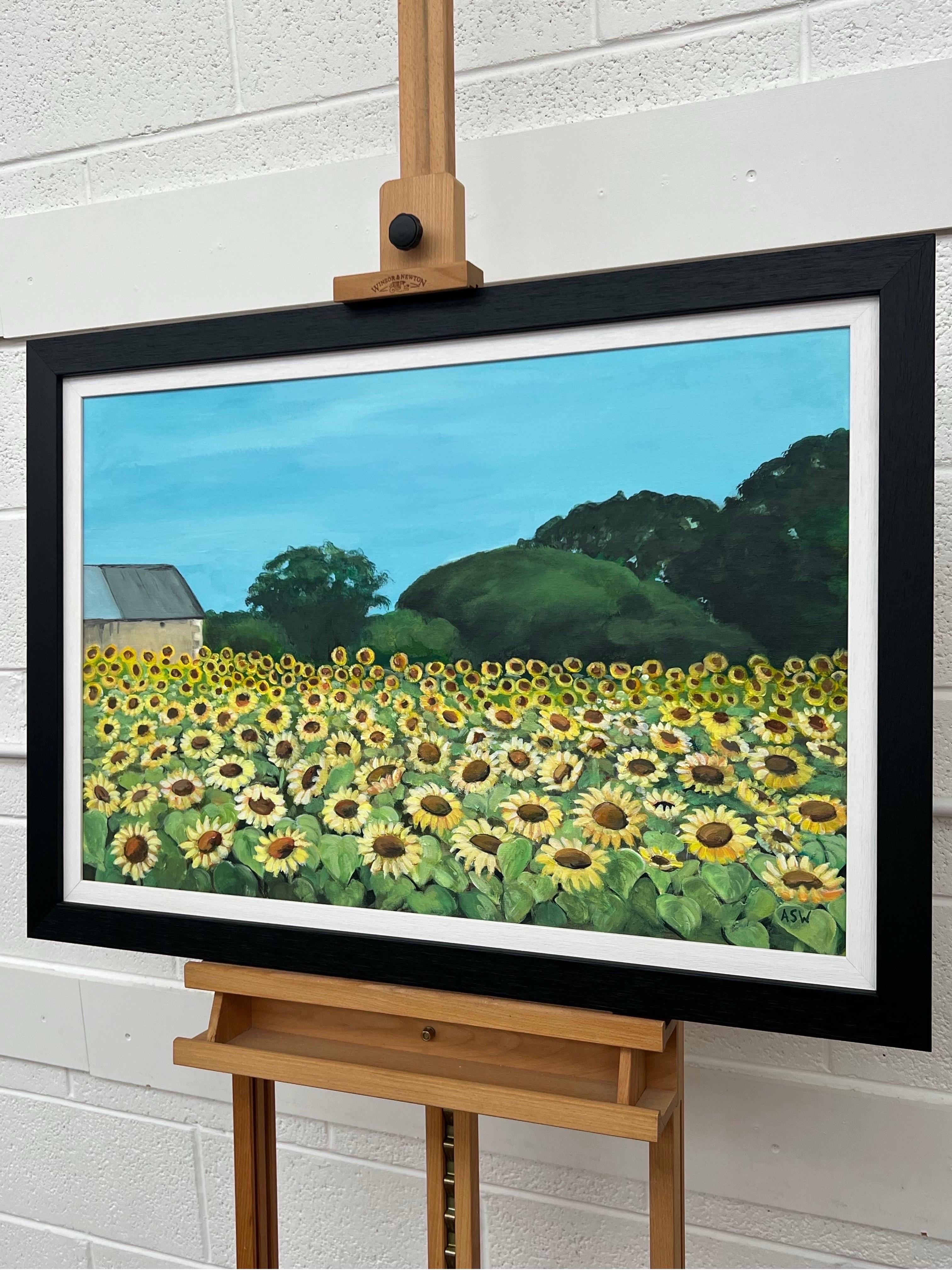 Campo de Girasoles en Verano en Francia II por Artista Británico Contemporáneo en venta 8