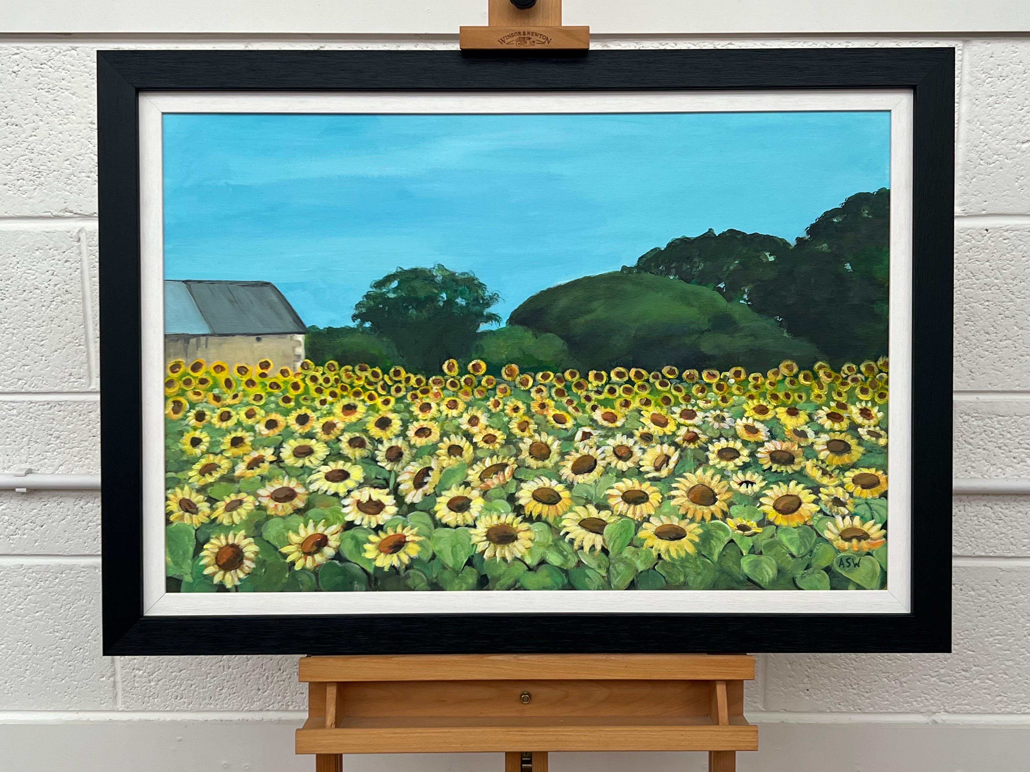 Campo de Girasoles en Verano en Francia II por Artista Británico Contemporáneo en venta 9