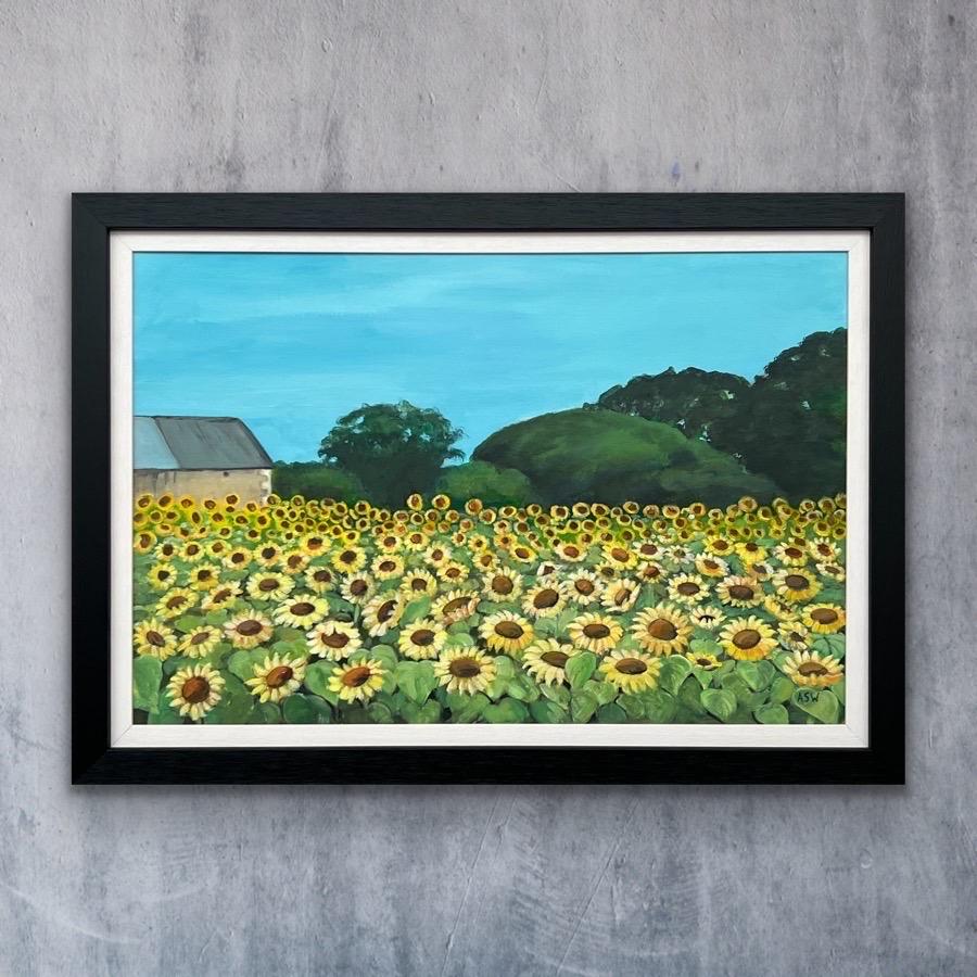 Campo de Girasoles en Verano en Francia II por Artista Británico Contemporáneo en venta 1