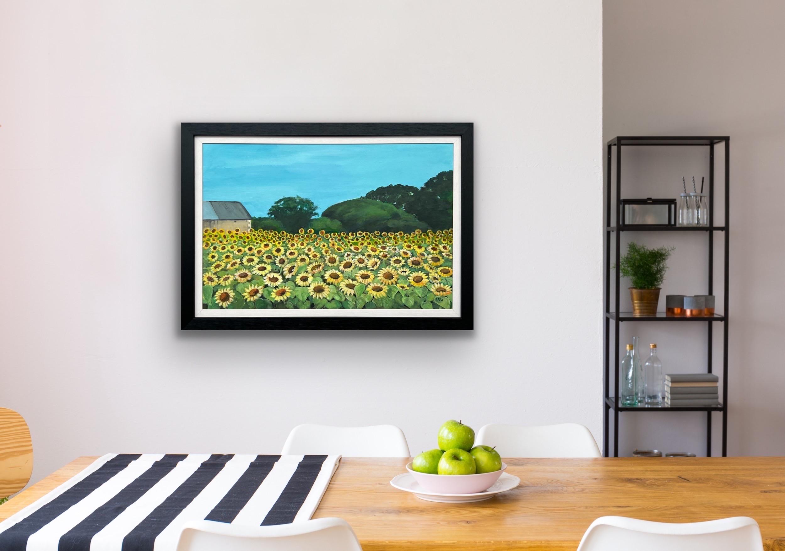 Campo de Girasoles en Verano en Francia II por Artista Británico Contemporáneo en venta 3