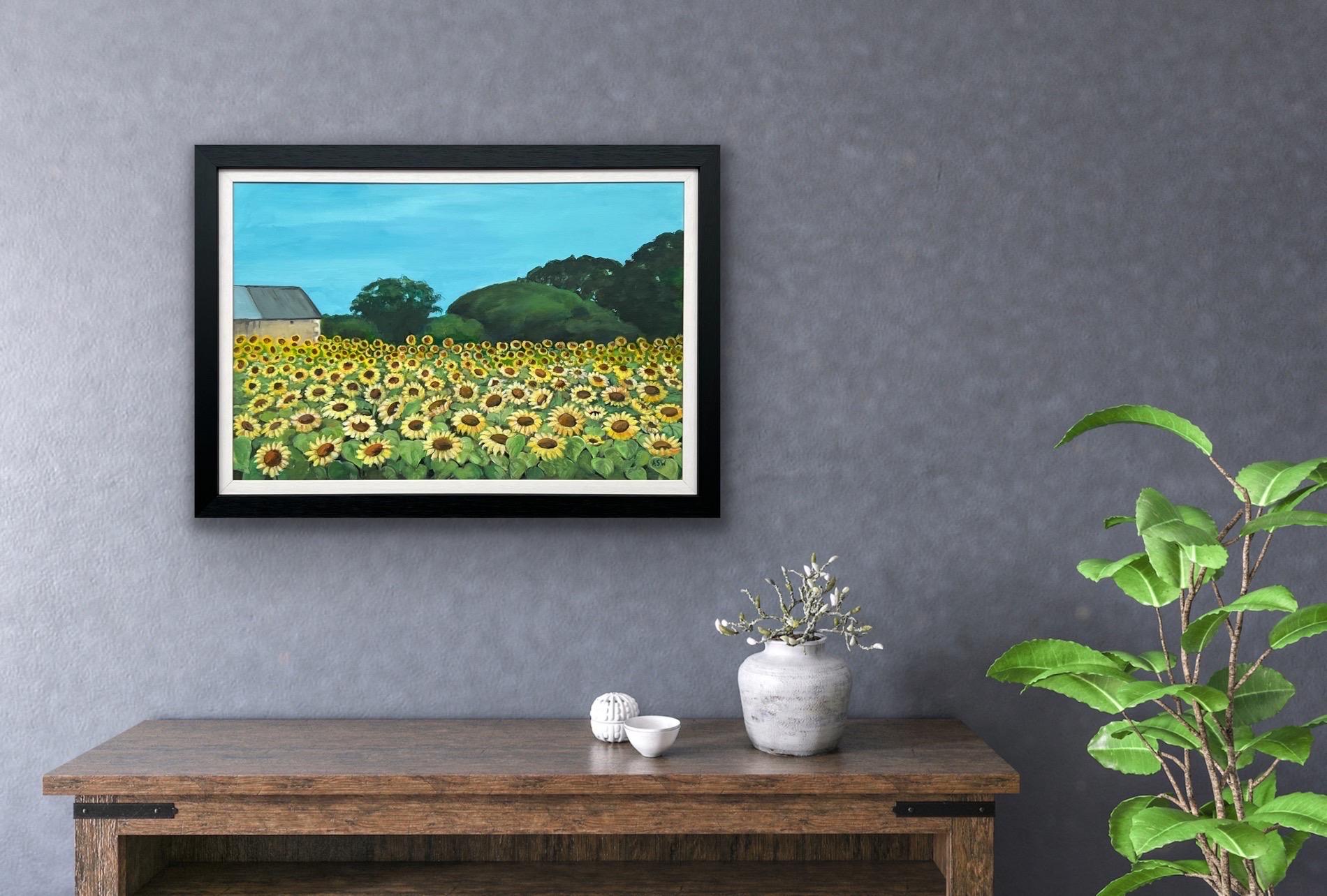 Campo de Girasoles en Verano en Francia II por Artista Británico Contemporáneo en venta 5