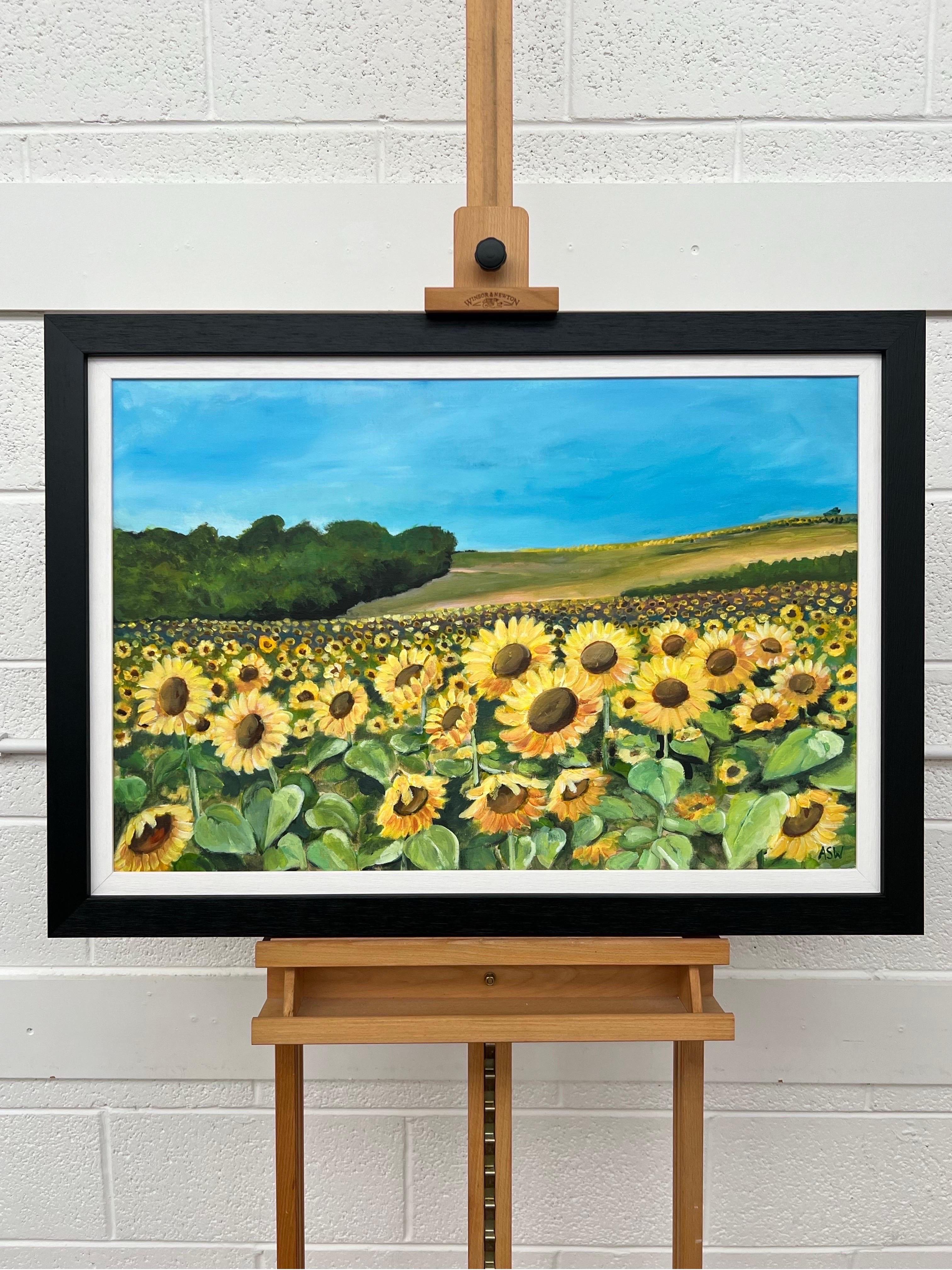 Champ de tournesols en été en France par un artiste britannique contemporain en vente 6