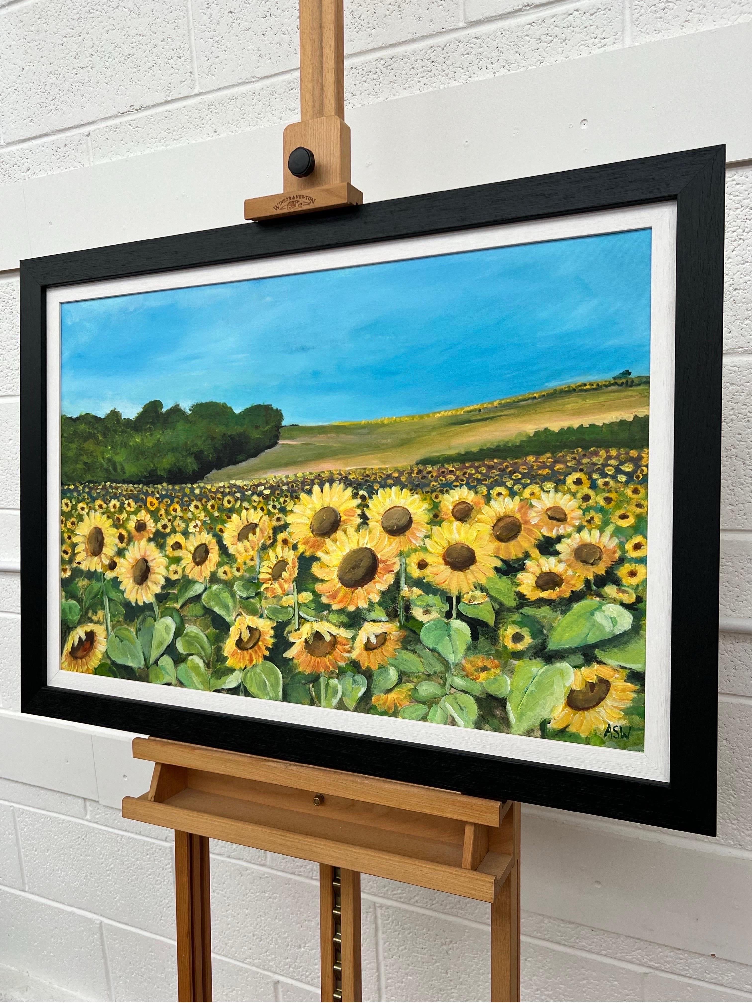 Champ de tournesols en été en France par un artiste britannique contemporain en vente 7