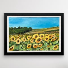 Field of Sunflowers in the Summertime in France by Contemporary British Artist