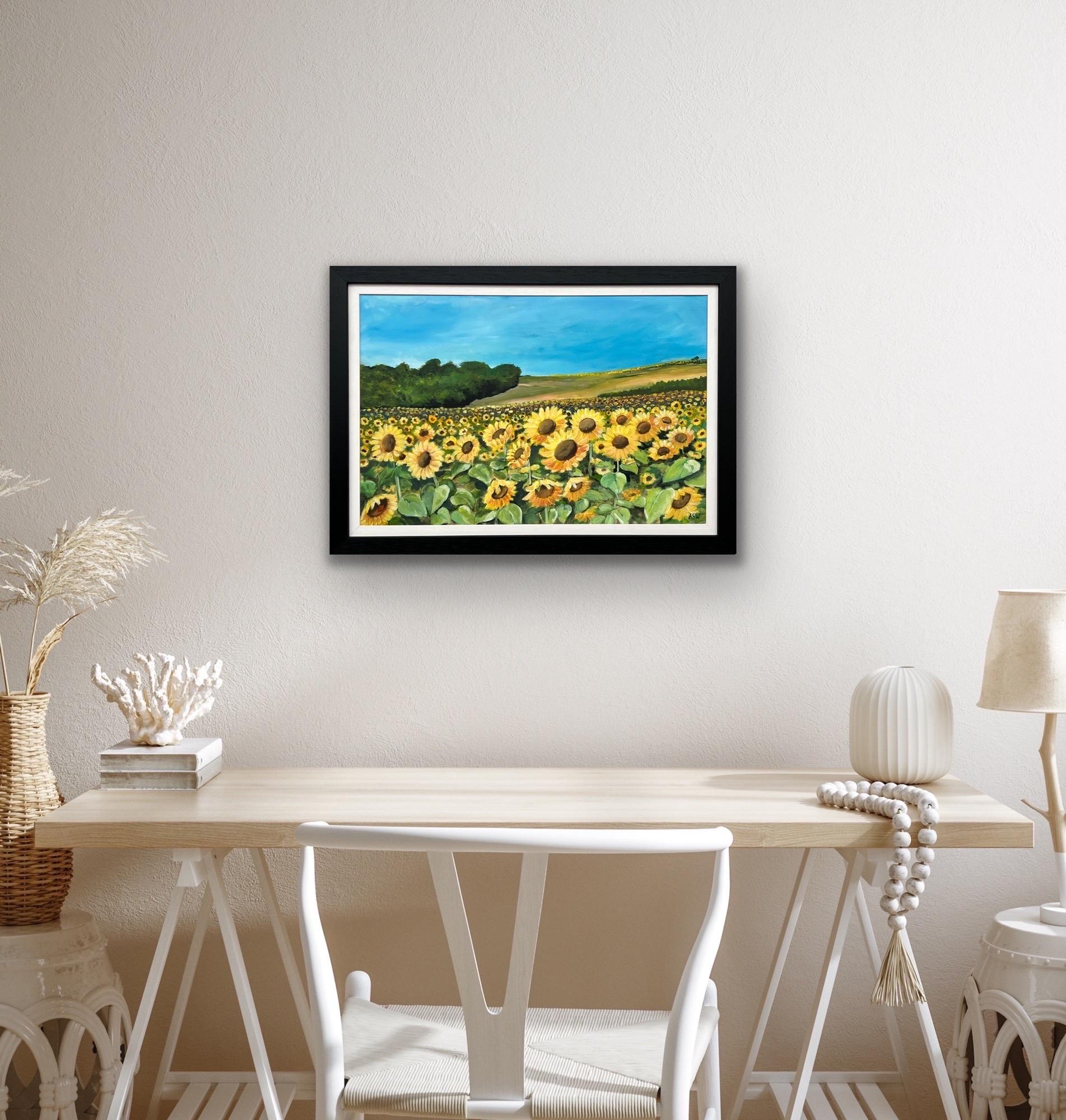 Champ de tournesols en été en France par un artiste britannique contemporain en vente 2