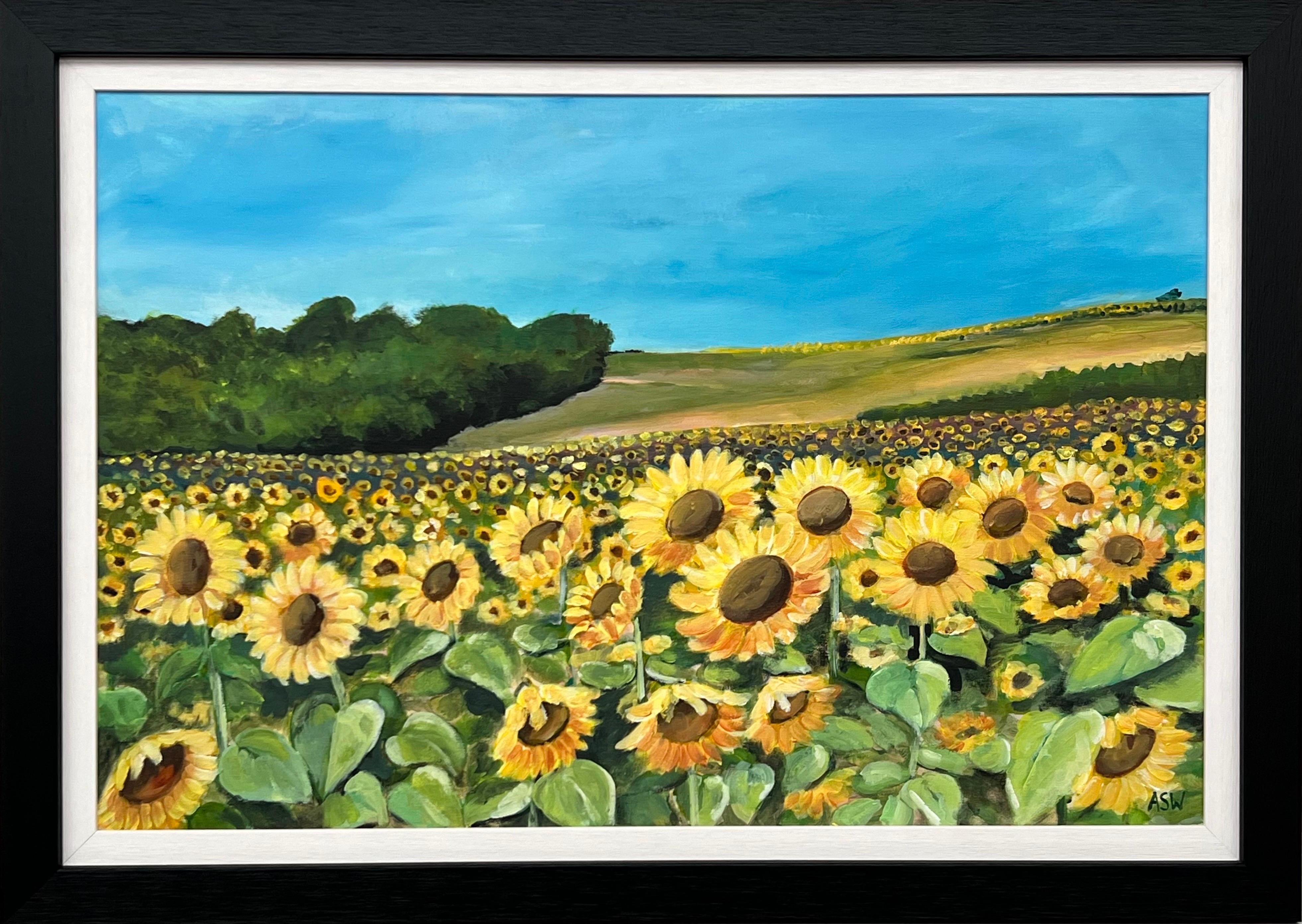 Campo de girasoles en verano en Francia por un artista británico contemporáneo