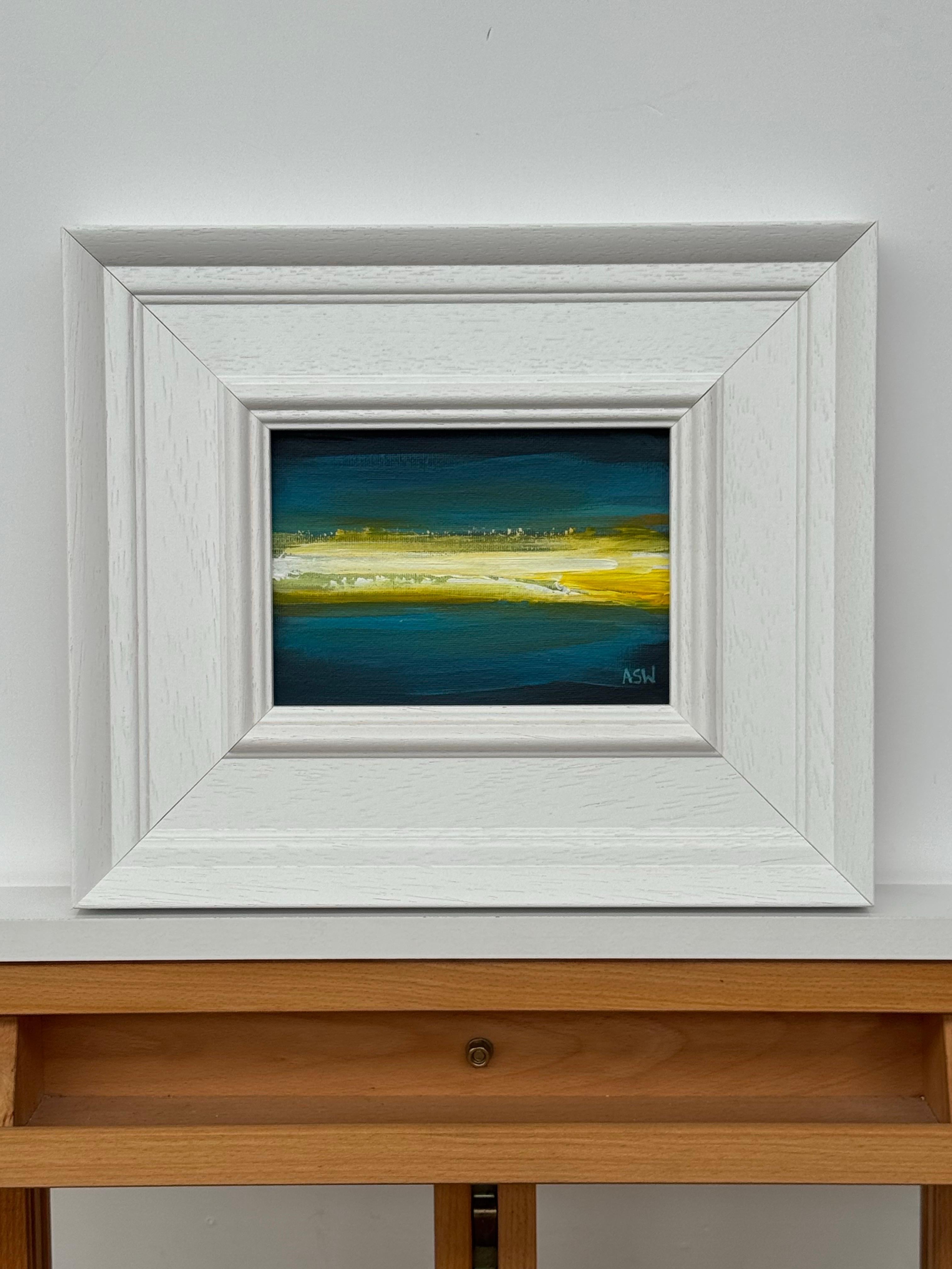Horizonte Dorado - Estudio de Arte Paisaje Abstracto en Miniatura por Artista Contemporáneo en venta 6