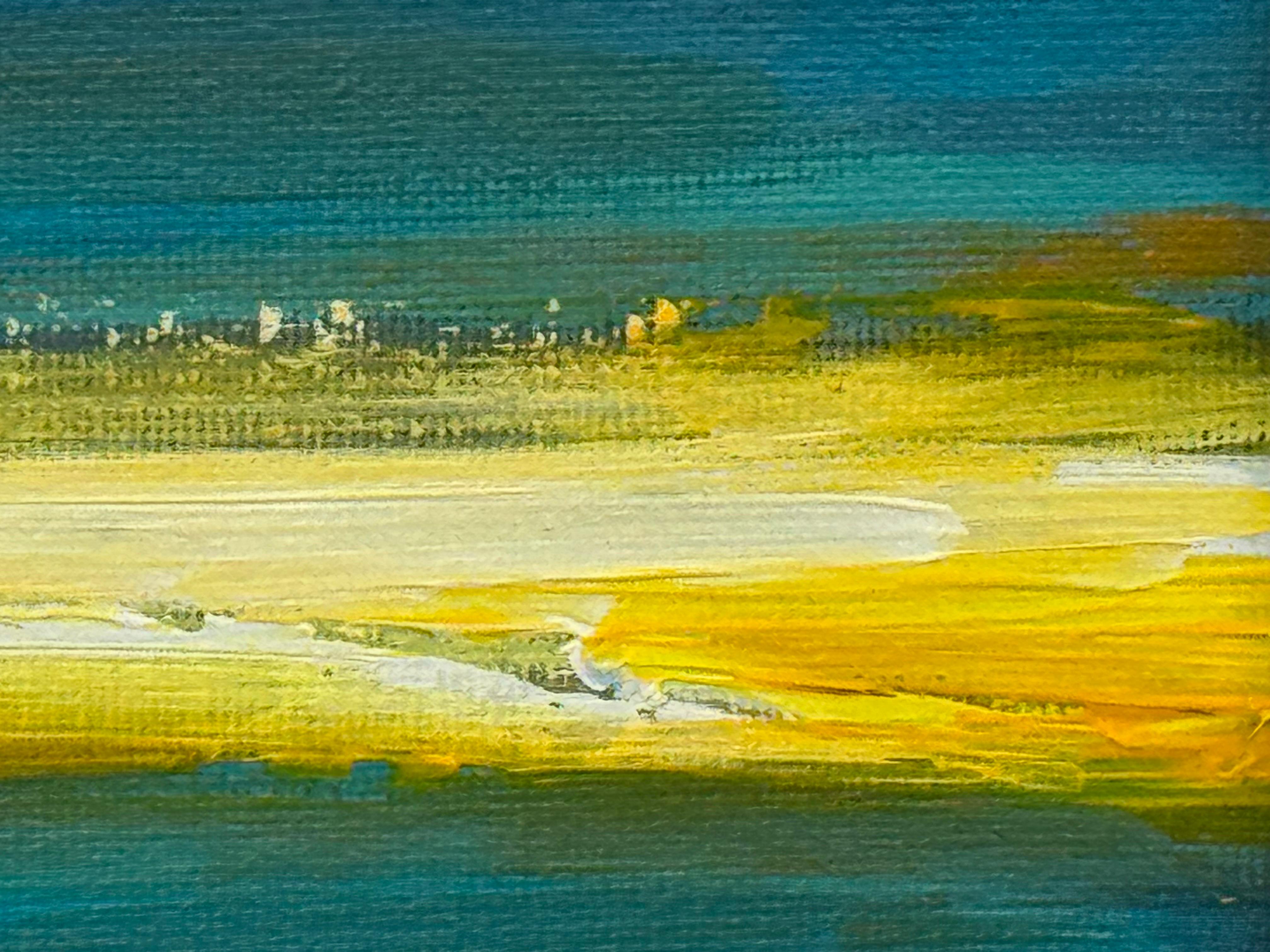 Horizonte Dorado - Estudio de Arte Paisaje Abstracto en Miniatura por Artista Contemporáneo en venta 8