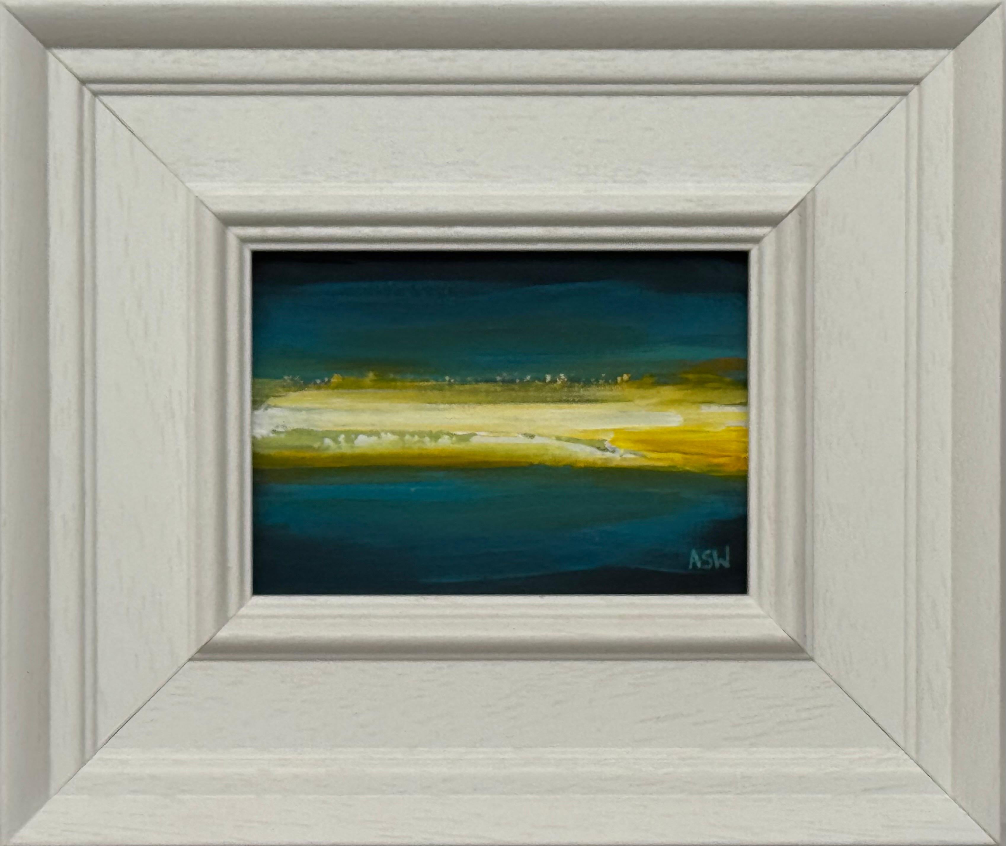 Horizonte Dorado - Estudio de Arte Paisaje Abstracto en Miniatura por Artista Contemporáneo