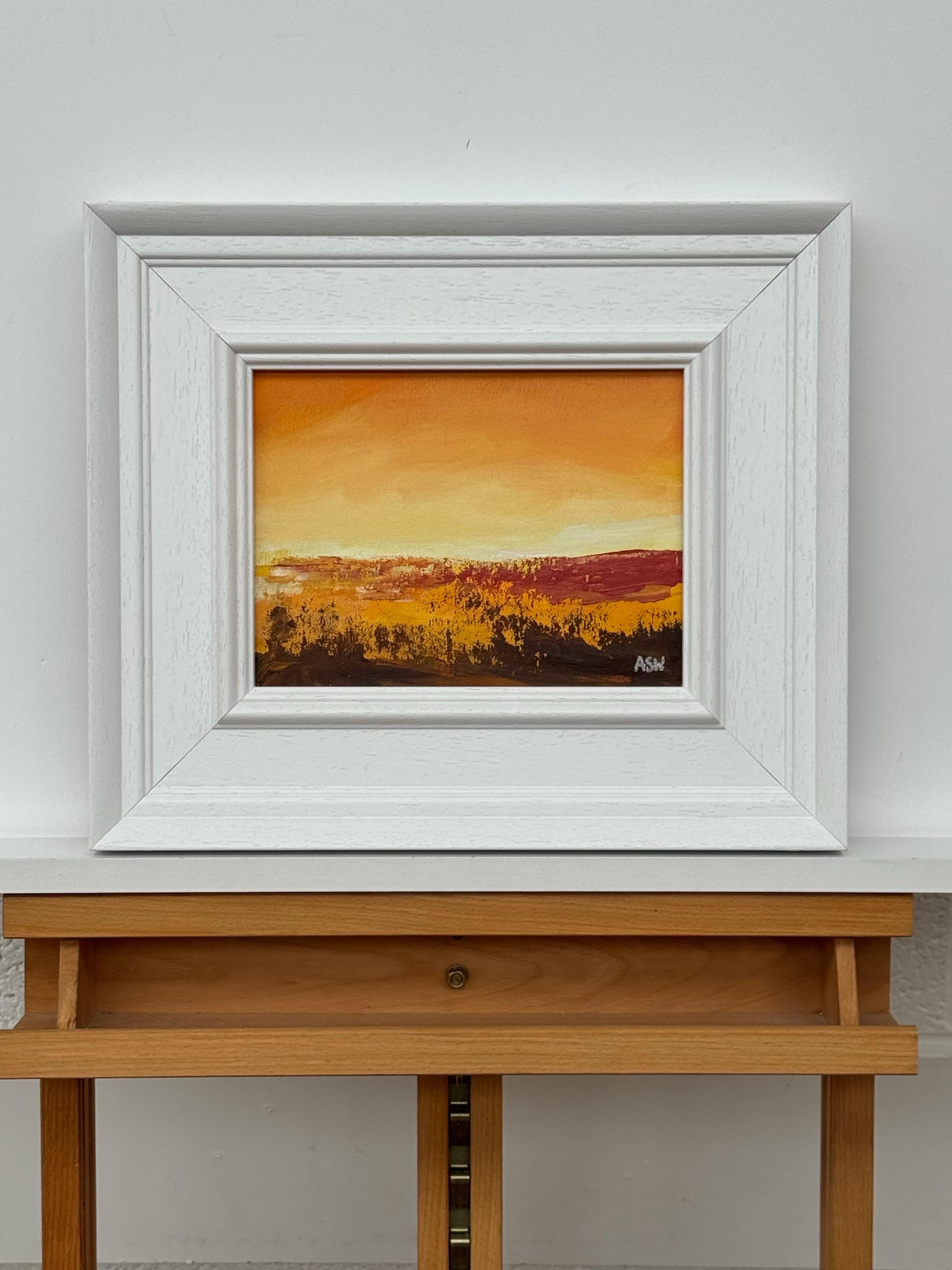 Golden Hour - Miniature Abstract Landscape Art by Contemporary British Artist For Sale 1