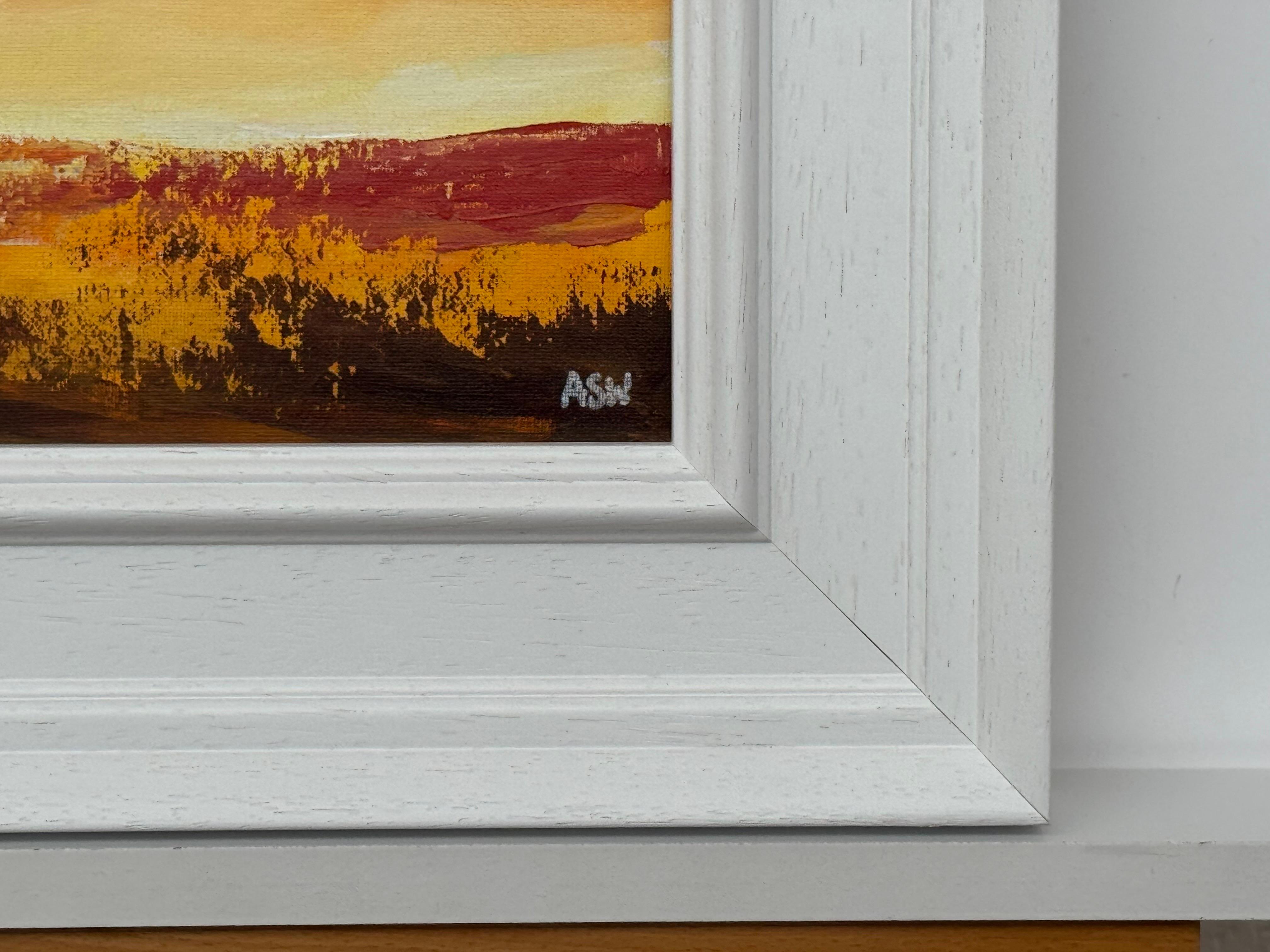 Golden Hour - Miniature Abstract Landscape Art by Contemporary British Artist For Sale 3