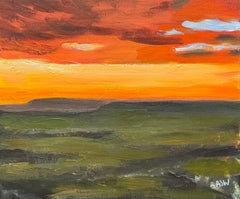 Goldener Himmel Sonnenuntergang in England - Abstrakte Landschaft von zeitgenössischem britischen Künstler