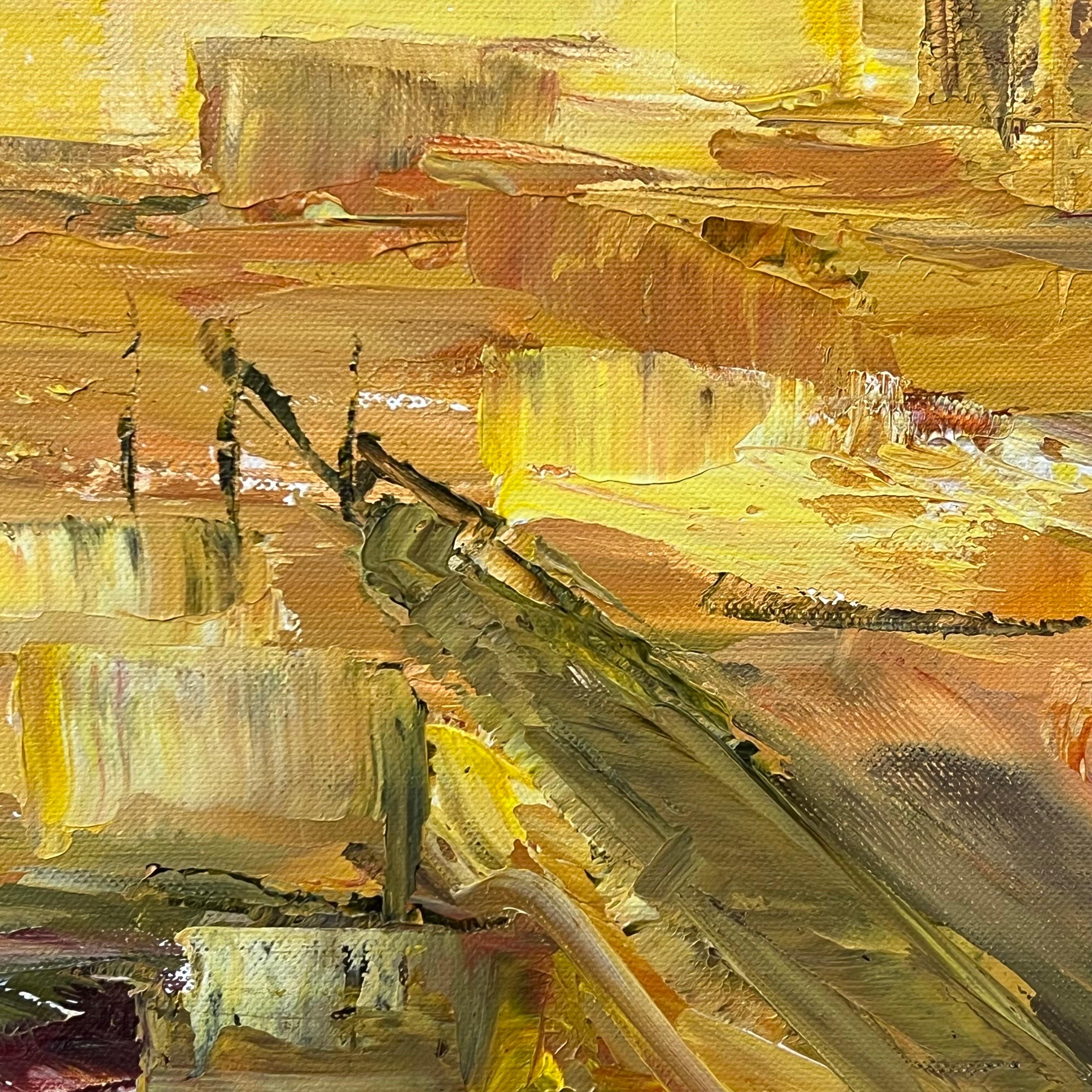 Golden Yellow Abstract Landscape Painting of Los Angeles by Contemporary Artist For Sale 4
