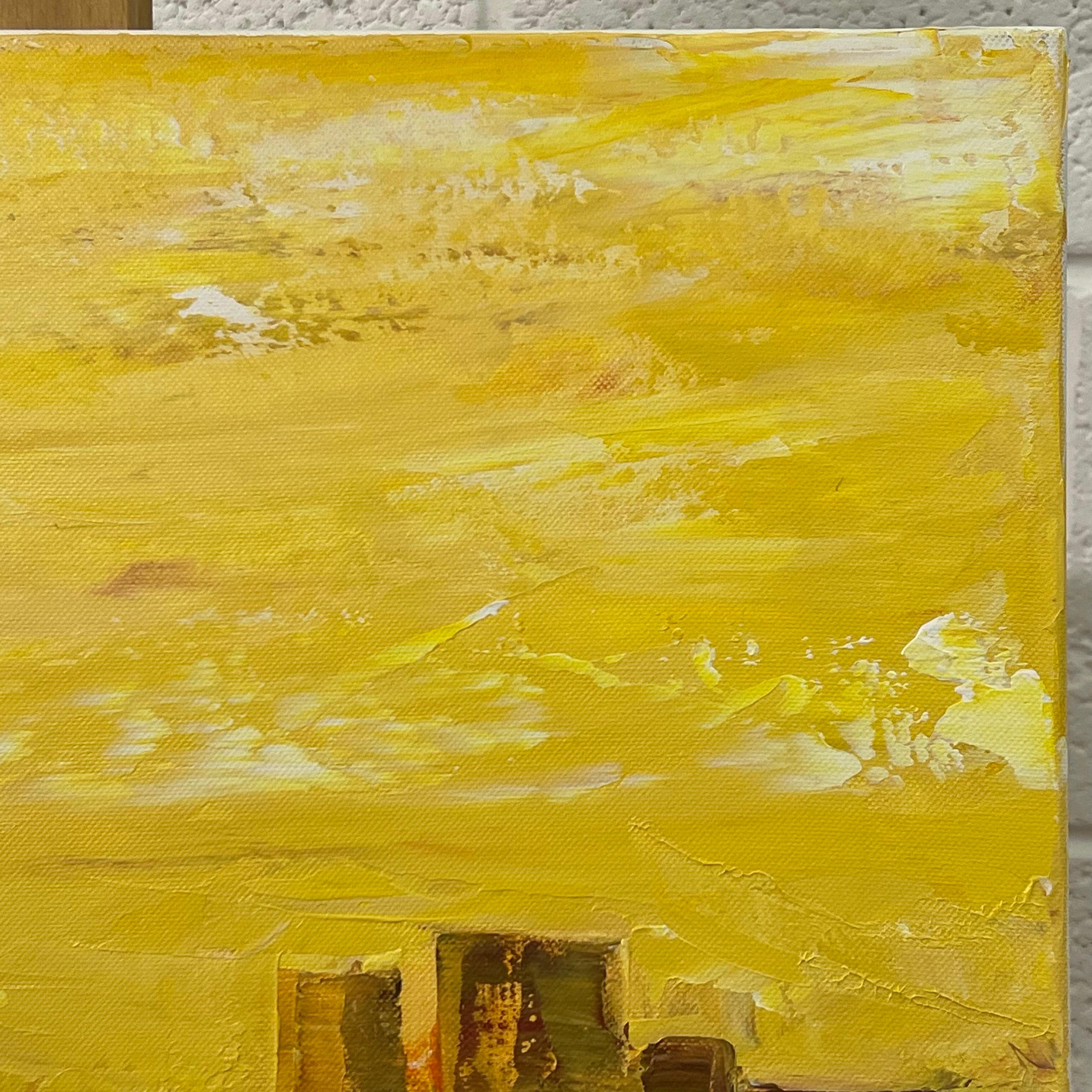 Golden Yellow Abstract Landscape Painting of Los Angeles by Contemporary Artist For Sale 5