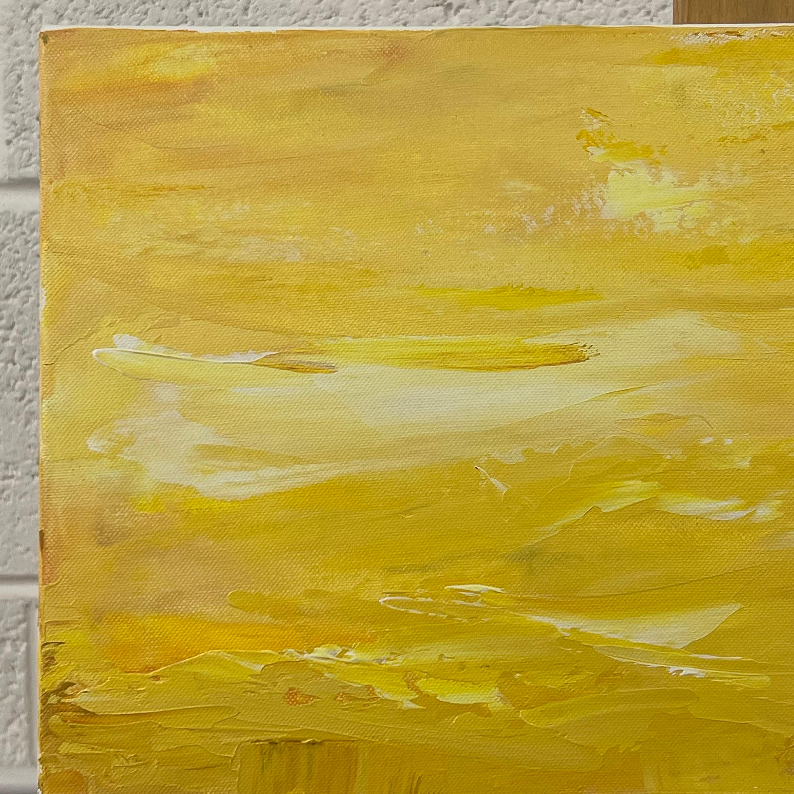 Golden Yellow Abstract Landscape Painting of Los Angeles by Contemporary Artist For Sale 7