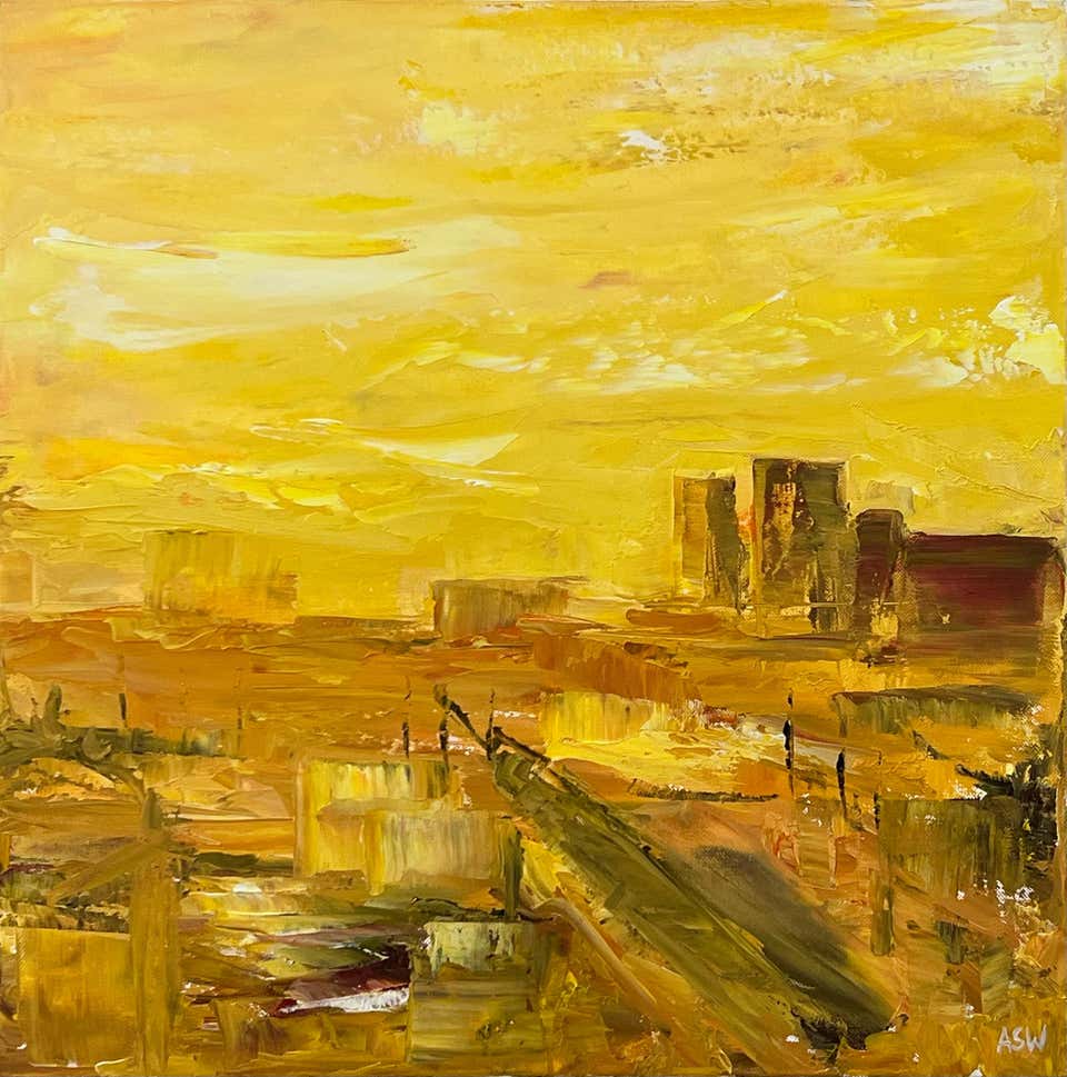 Abstract Countryside Angela Wakefield - Colourful Abstract Landscape Painting of English ...